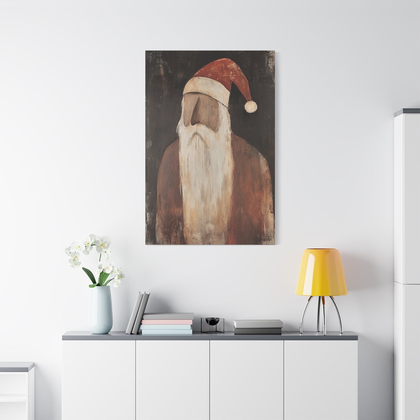 Primitive Impressionist Santa Matte Canvas, Stretched, 1.25"
