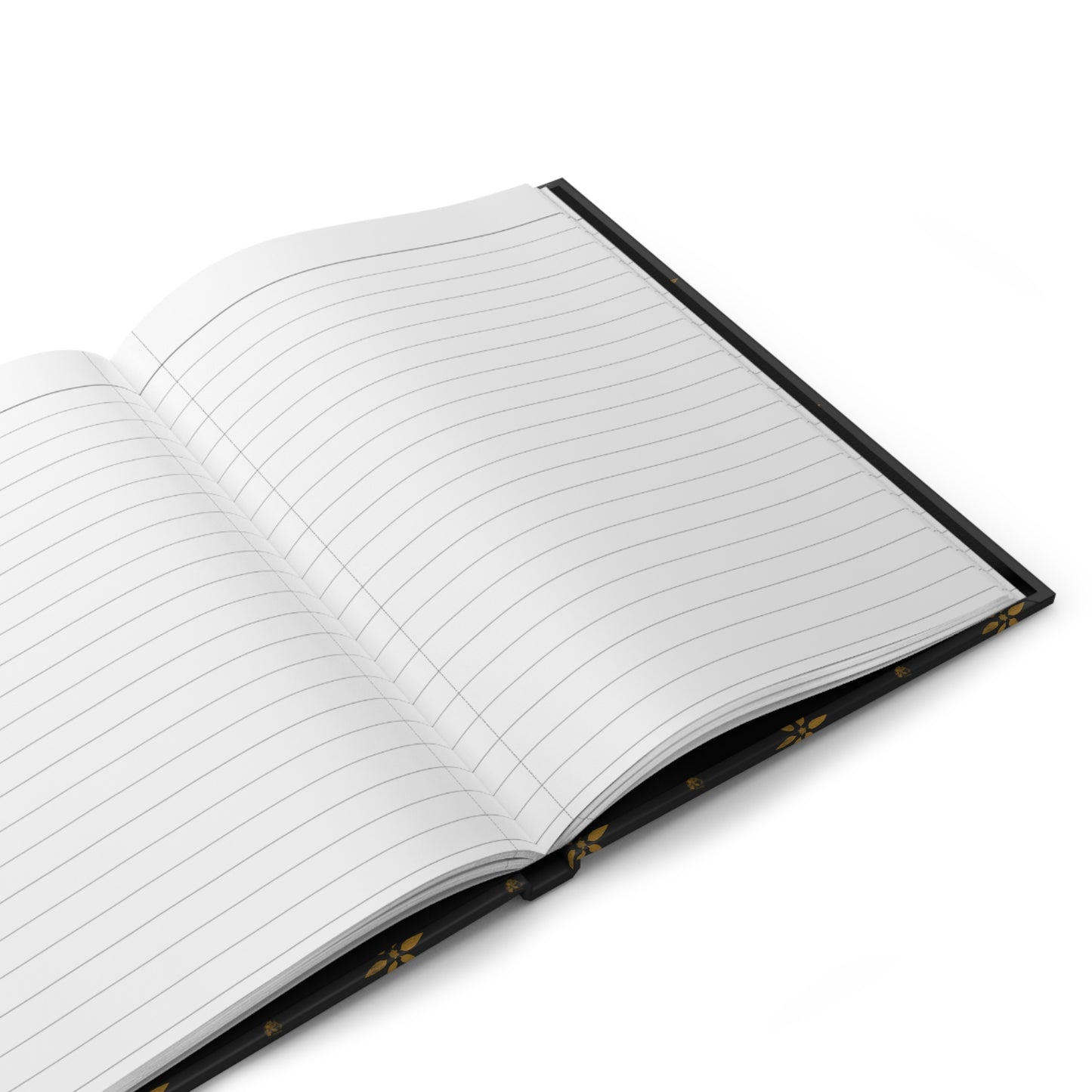 Mustard Petals on Black Stencil Hardcover Journal Matte