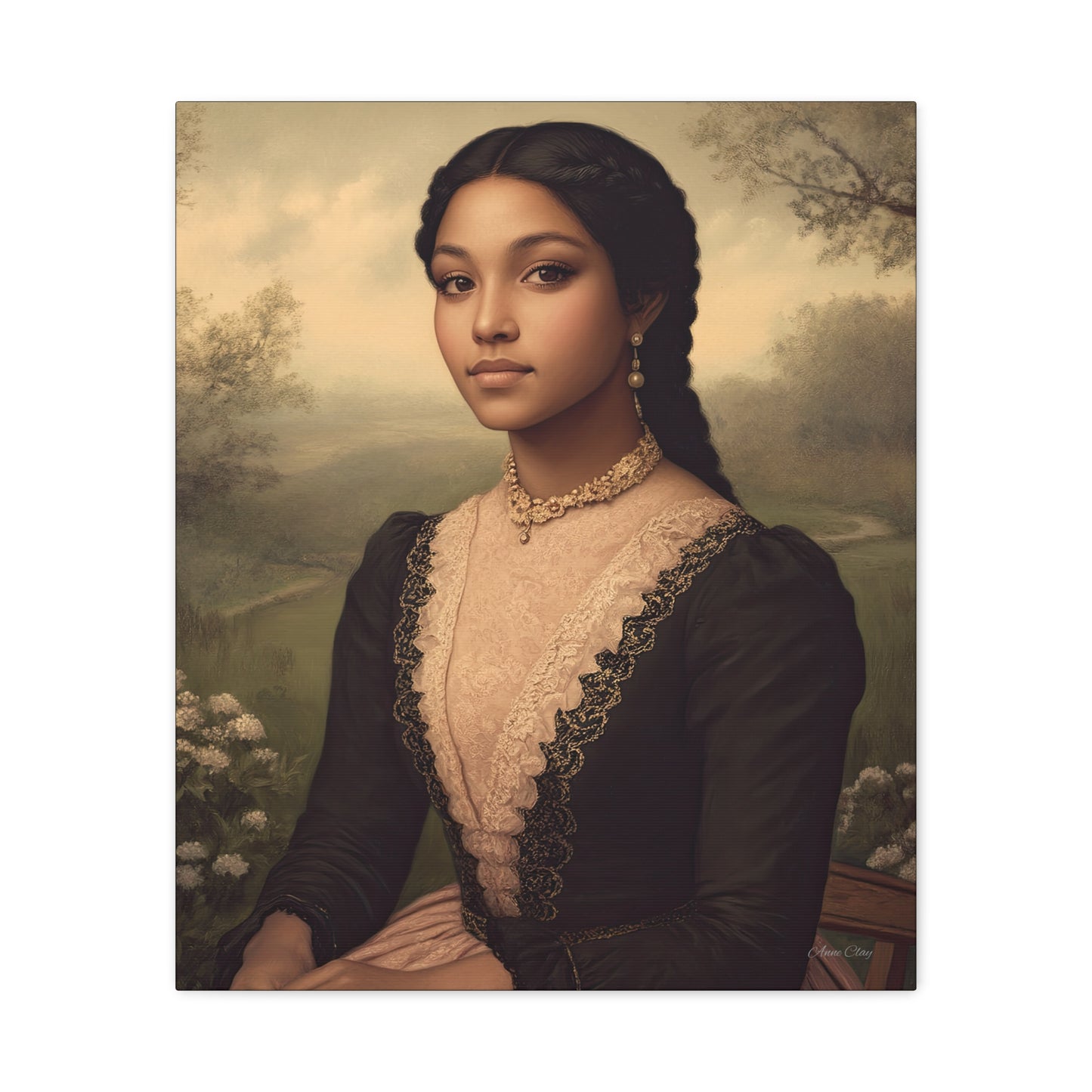 Elegant Stretched Canvas Print of Portrait Art, Vintage Home Decor, Wall Art for Living Room, Gift for Art Lovers, Timeless Design