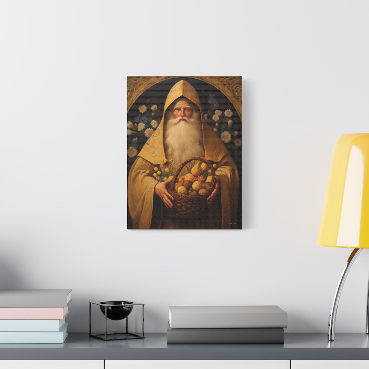 Easter Basket Santa Matte Canvas, Stretched, 1.25"