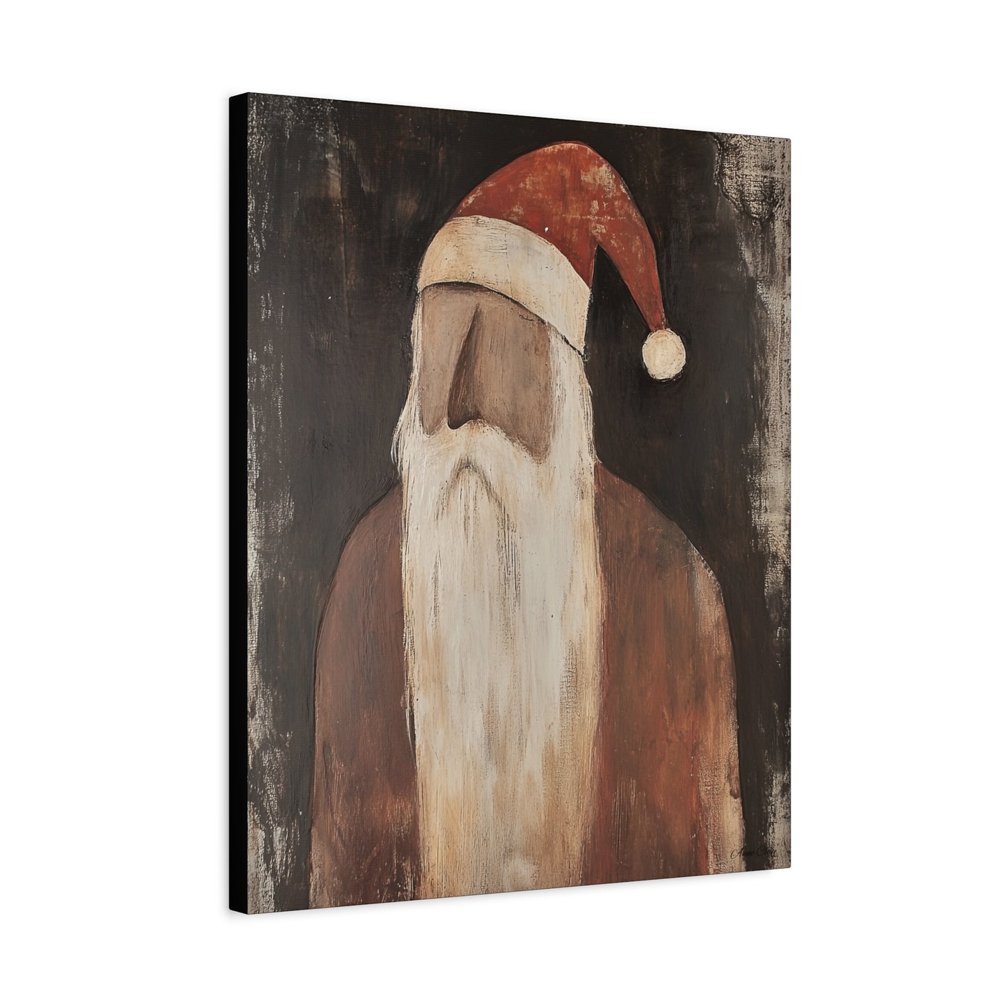 Primitive Impressionist Santa Matte Canvas, Stretched, 1.25"