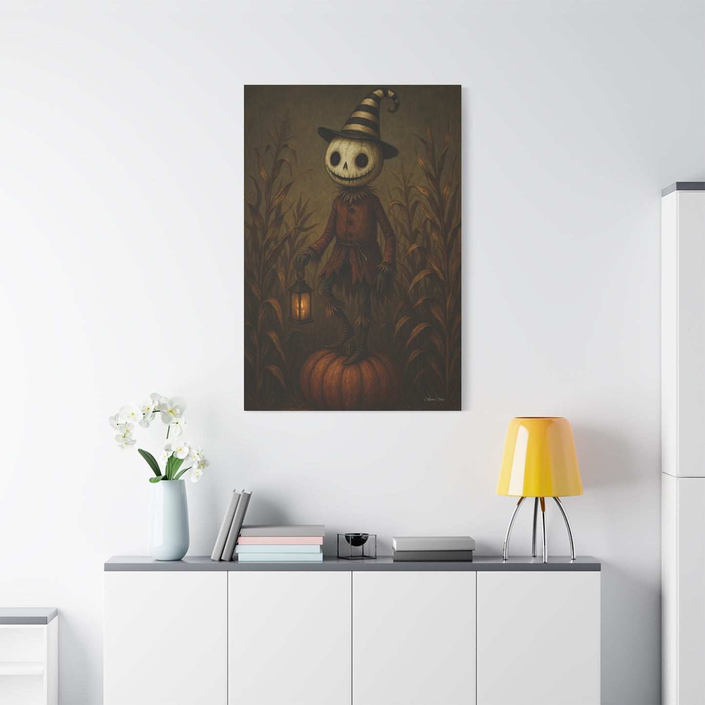 Halloween Scarecrow Art Print, Spooky Home Decor, Fall Wall Artwork, Perfect for Halloween, Witchy Vibes, Gift for Halloween Lovers