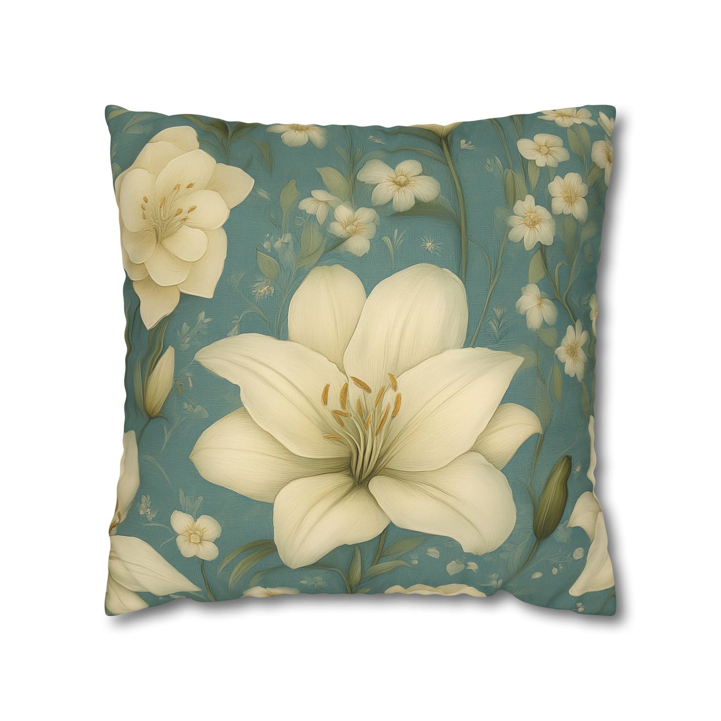 Floral Square Pillowcase, Cozy Home Decor, Gift for Flower Lovers, Soft Decorative Pillow, Spring Living Room Accessories
