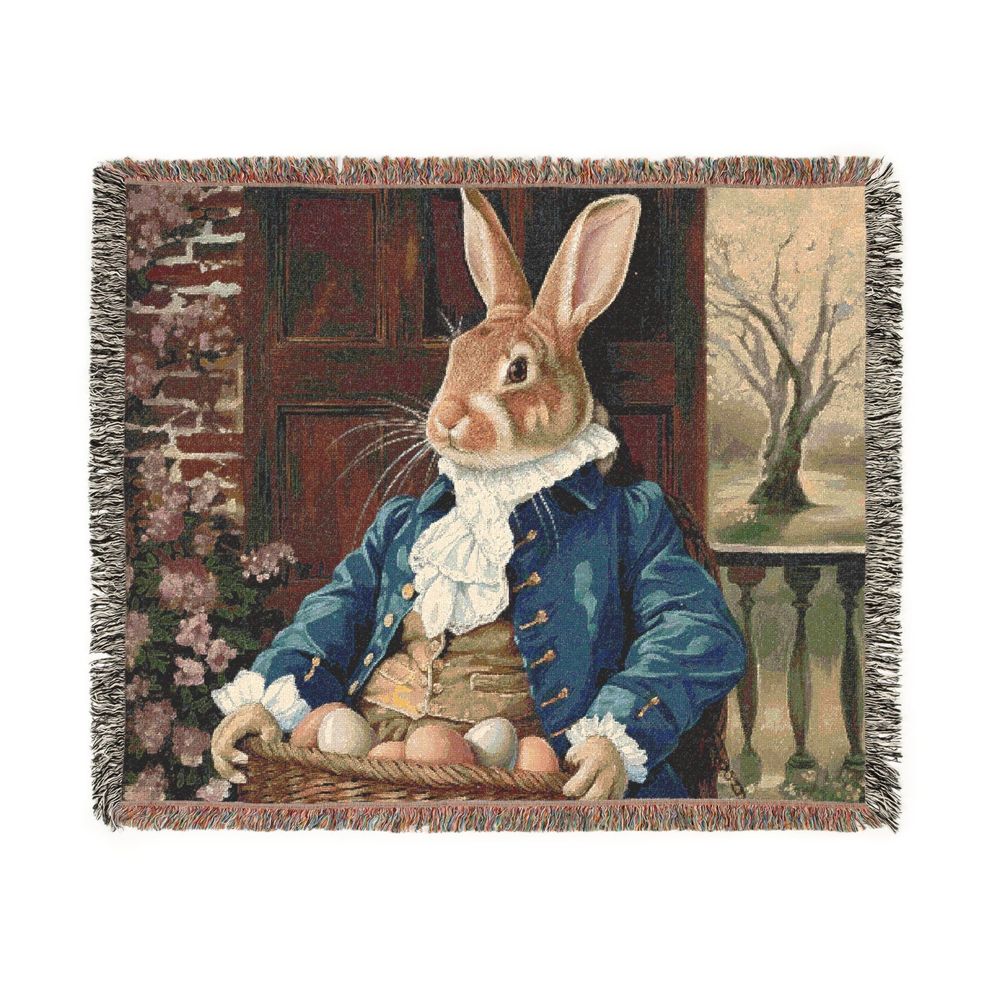 Whimsical Rabbit Tapestry Blanket - Cozy Vintage Home Decor