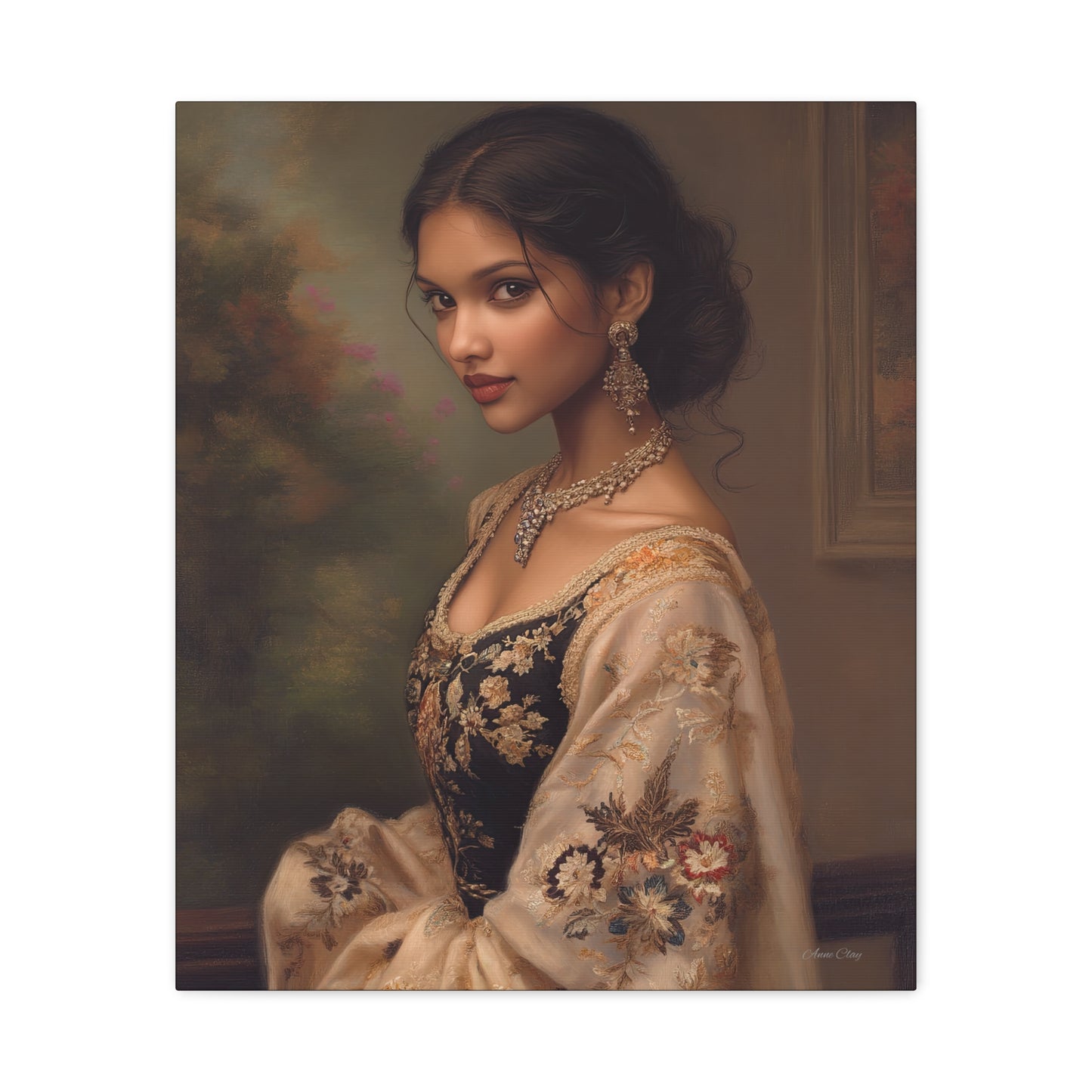 Elegant Stretched Canvas Wall Art - Timeless Portrait, Home Decor, Gift for Art Lovers, Stylish Living Room Decor, Christmas Gift