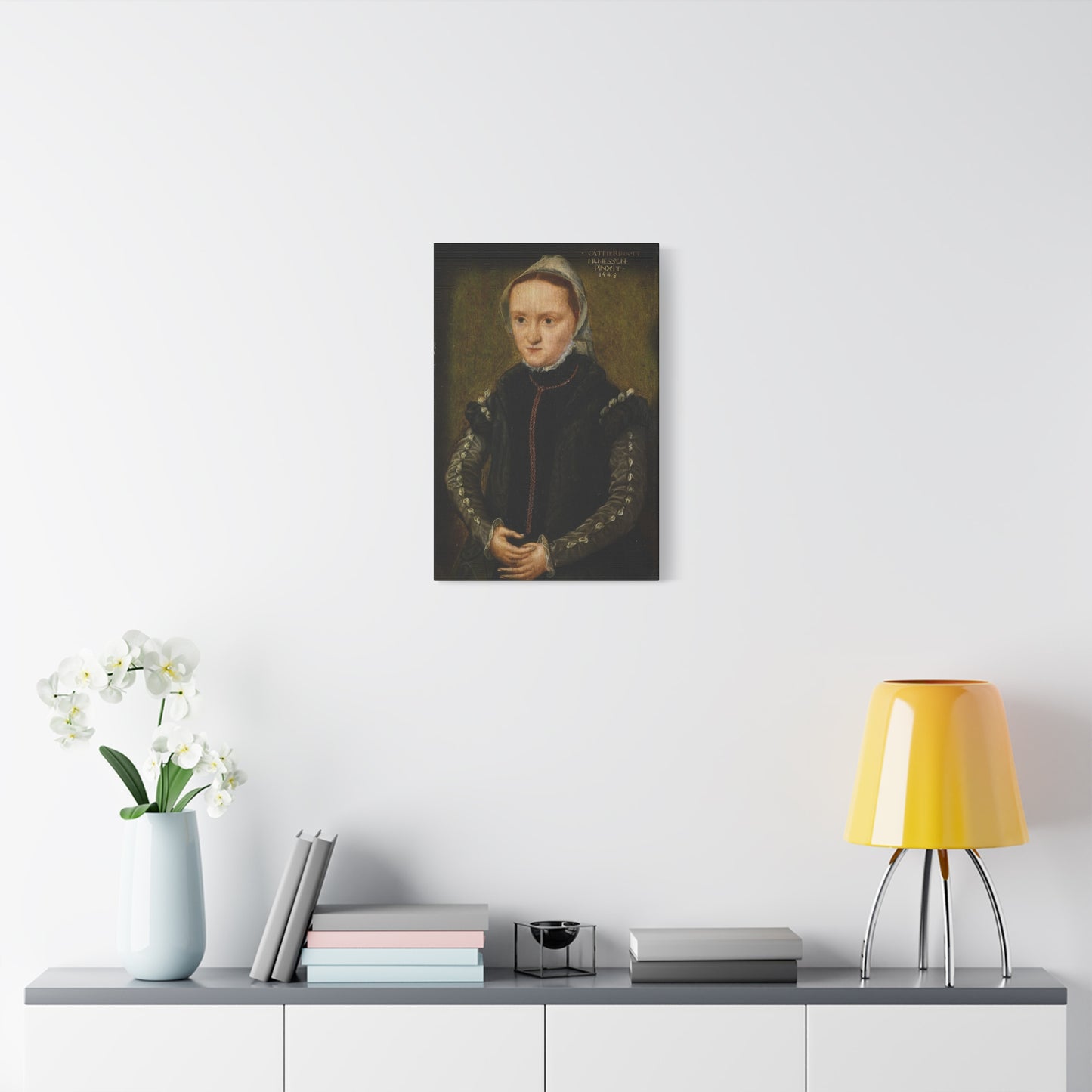 Elegant Stretched Canvas Art Print, Antique Reproduction Portrait Decor
