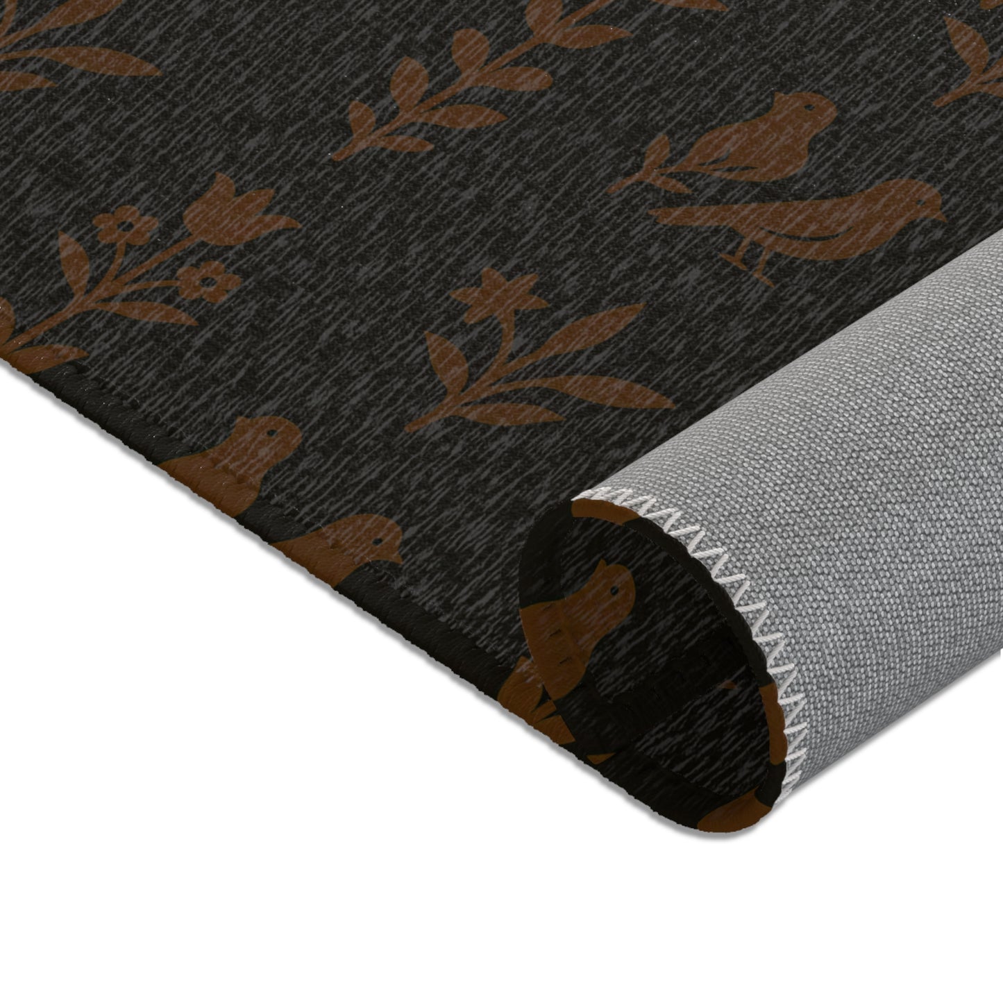 Elegant Floral Area Rug | Black & Brown Design, Home Decor, Living Room Mat, Cozy Atmosphere, Gift for Any Occasion