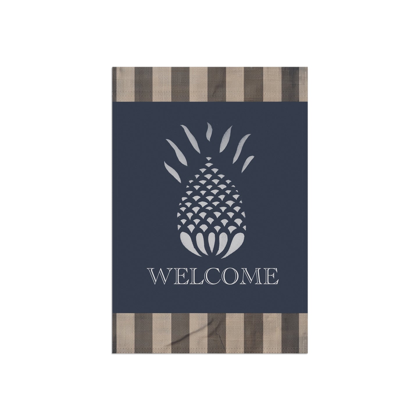 Blue and White Stripped Stencil Pineapple Garden & House Banner