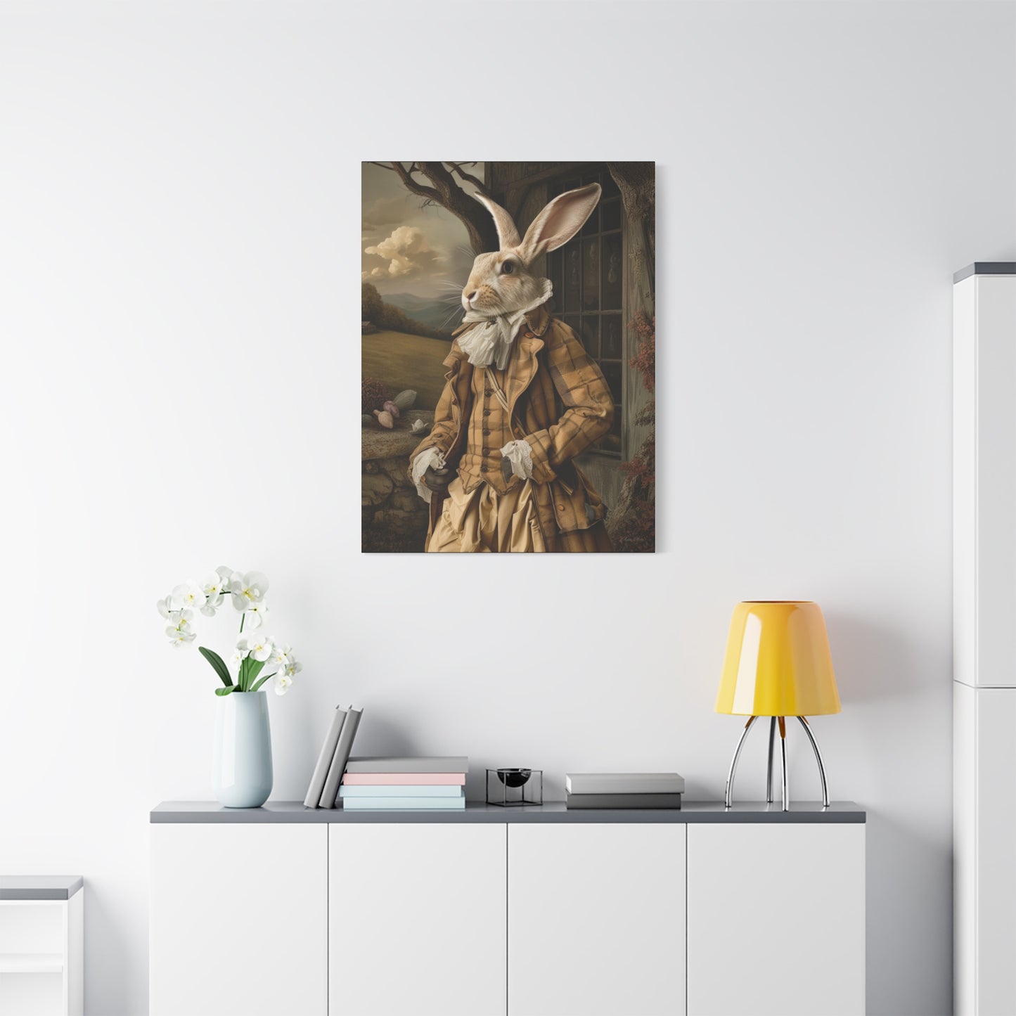 Sir William Rabbit: Whimsical Rabbit Canvas Art - Vintage Style Wall Decor