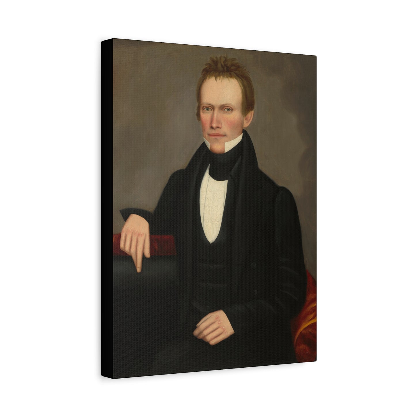 Early American Folk Art Man Classic Portrait Canvas Wall Art - Timeless Elegance for Home Decor
