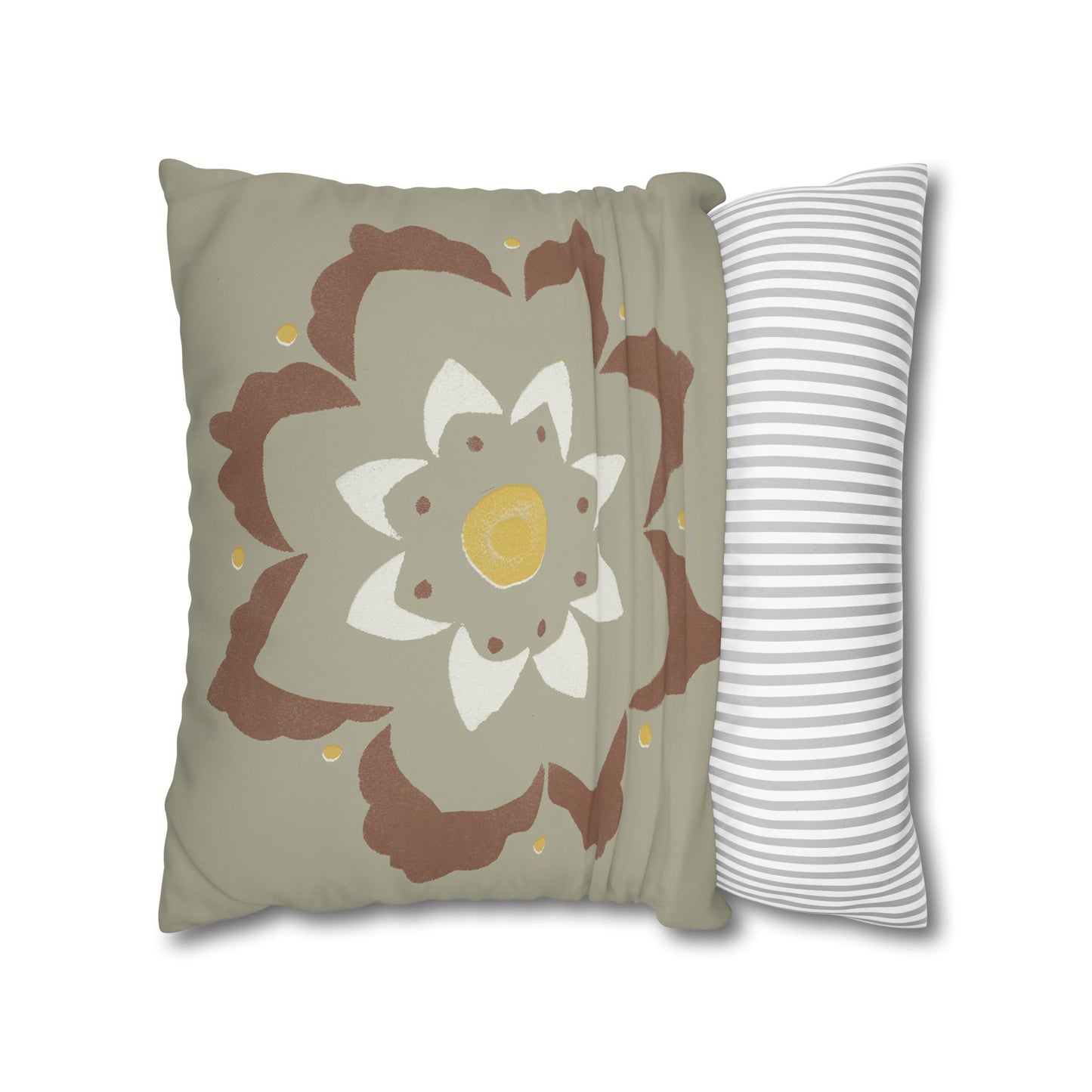 Fantasy Collection Stencil Flower Square Poly Canvas Pillowcase