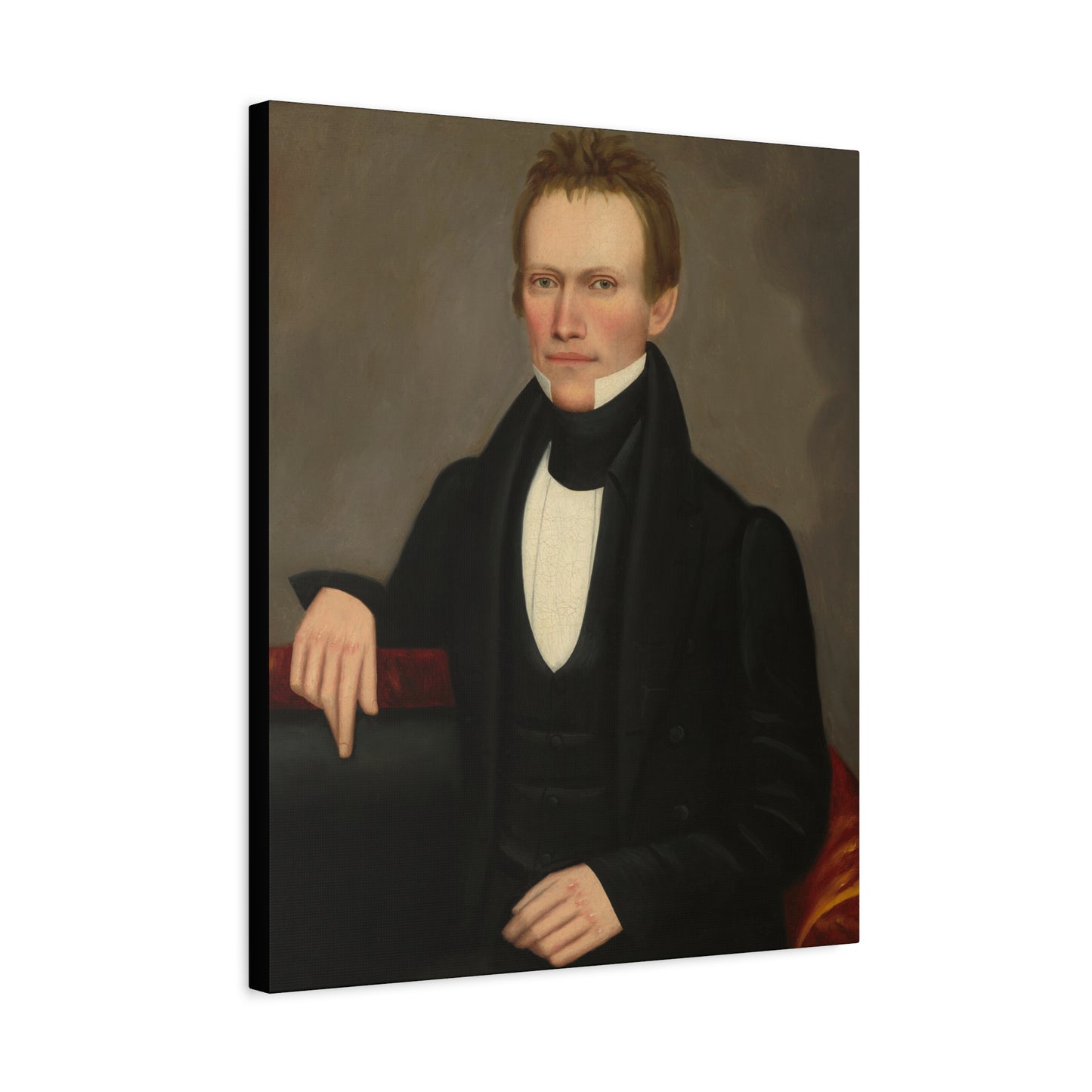 Early American Folk Art Man Classic Portrait Canvas Wall Art - Timeless Elegance for Home Decor