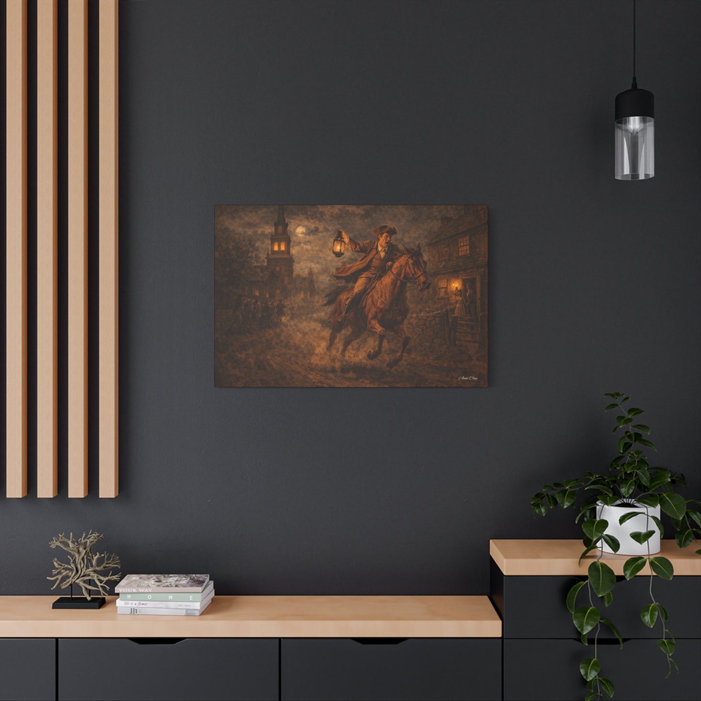 Liberty Rider Matte Canvas Wall Art — Midnight Lantern Horseman Print
