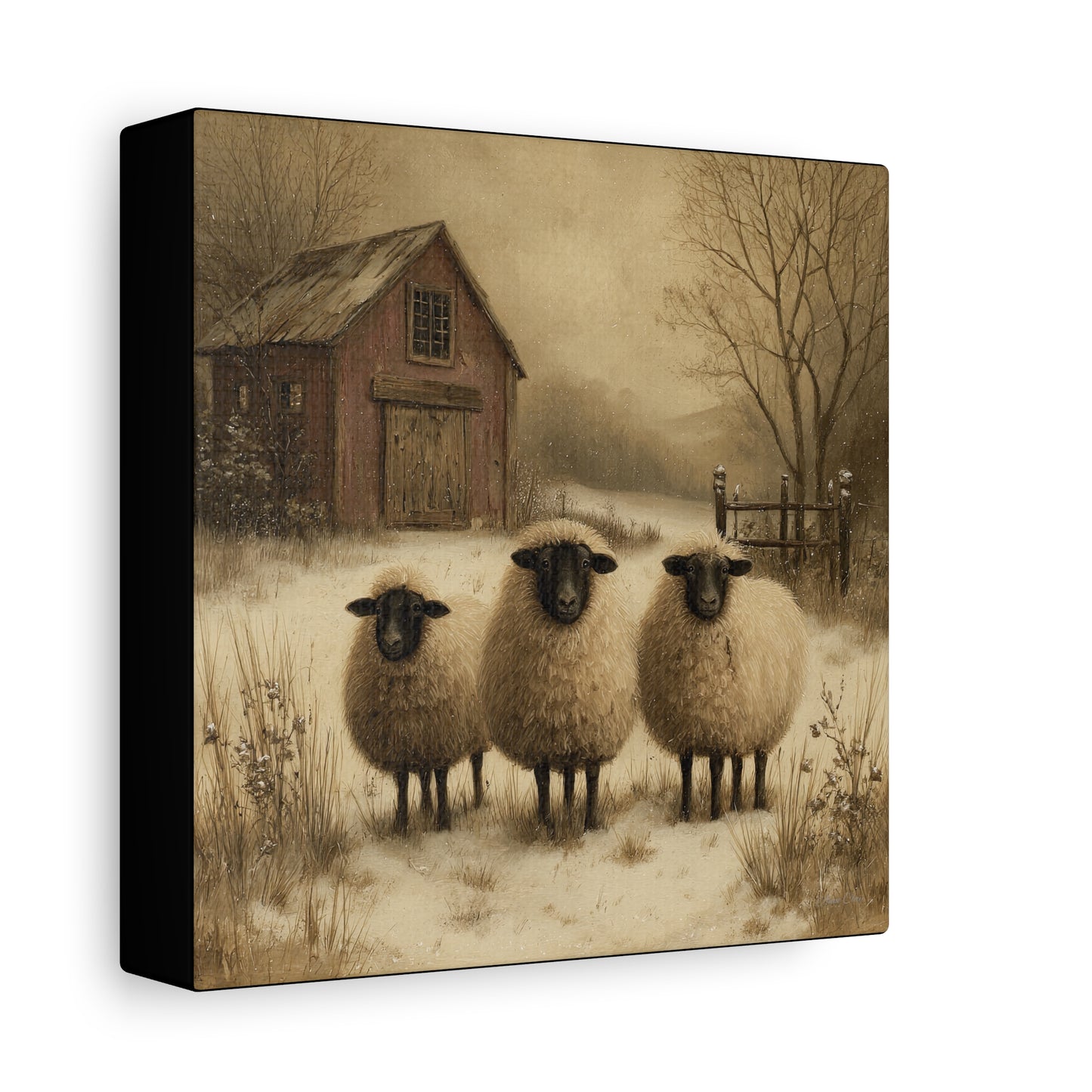 Rustic Sheep Canvas Art, Farmhouse Decor, Country Wall Art, Living Room Decor, Cozy Home Accent