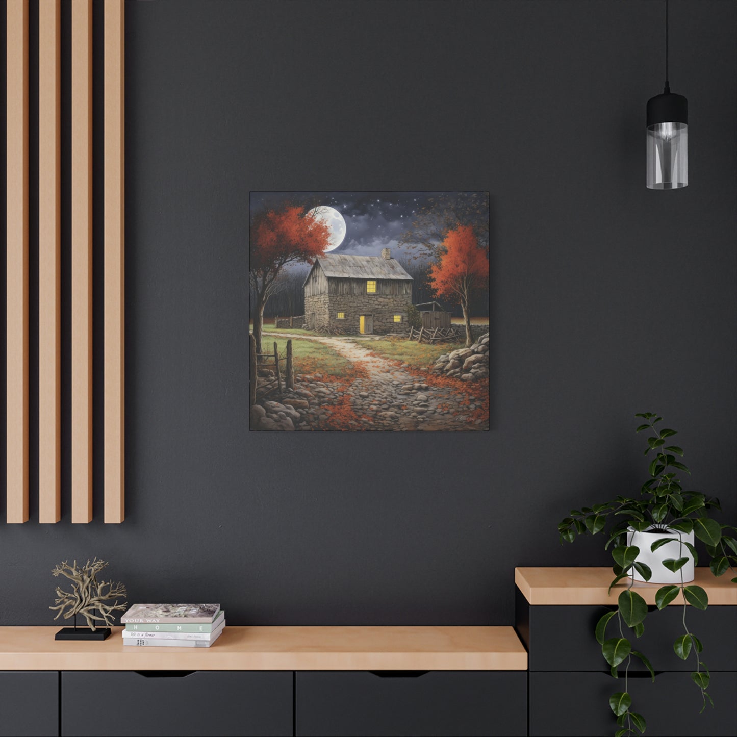 Rustic Cabin Art Print, Home Decor, Autumn Wall Art, Cozy Living Room Decor, Gift for Nature Lovers, Fall Decor
