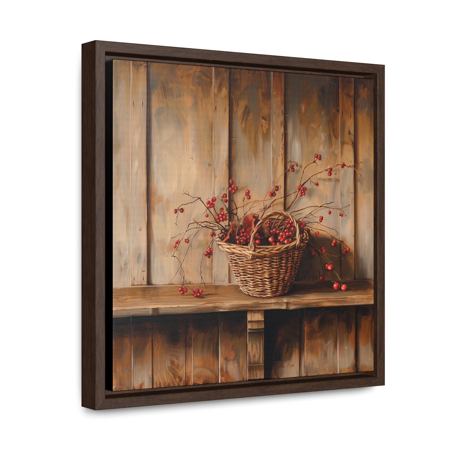 Basket of Bittersweet Gallery Canvas Wraps, Square Frame