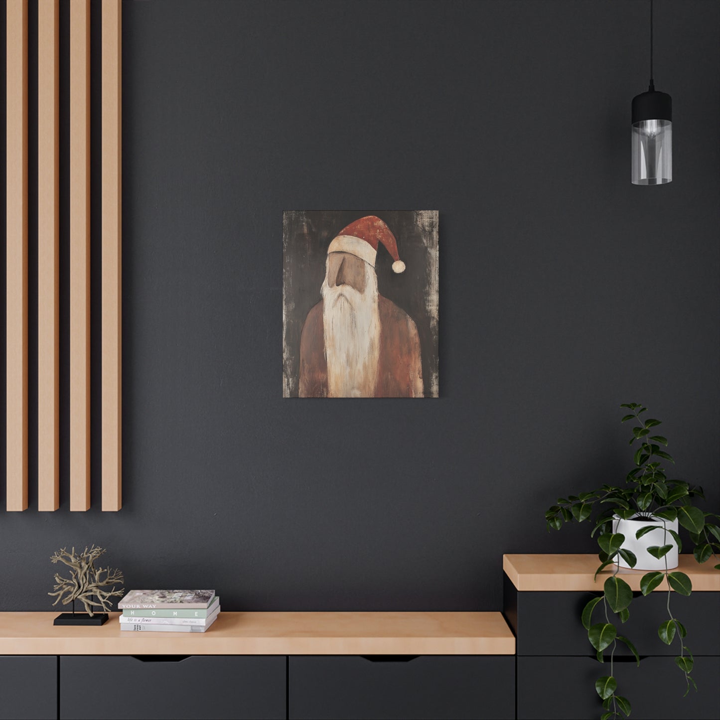 Primitive Impressionist Santa Matte Canvas, Stretched, 1.25"