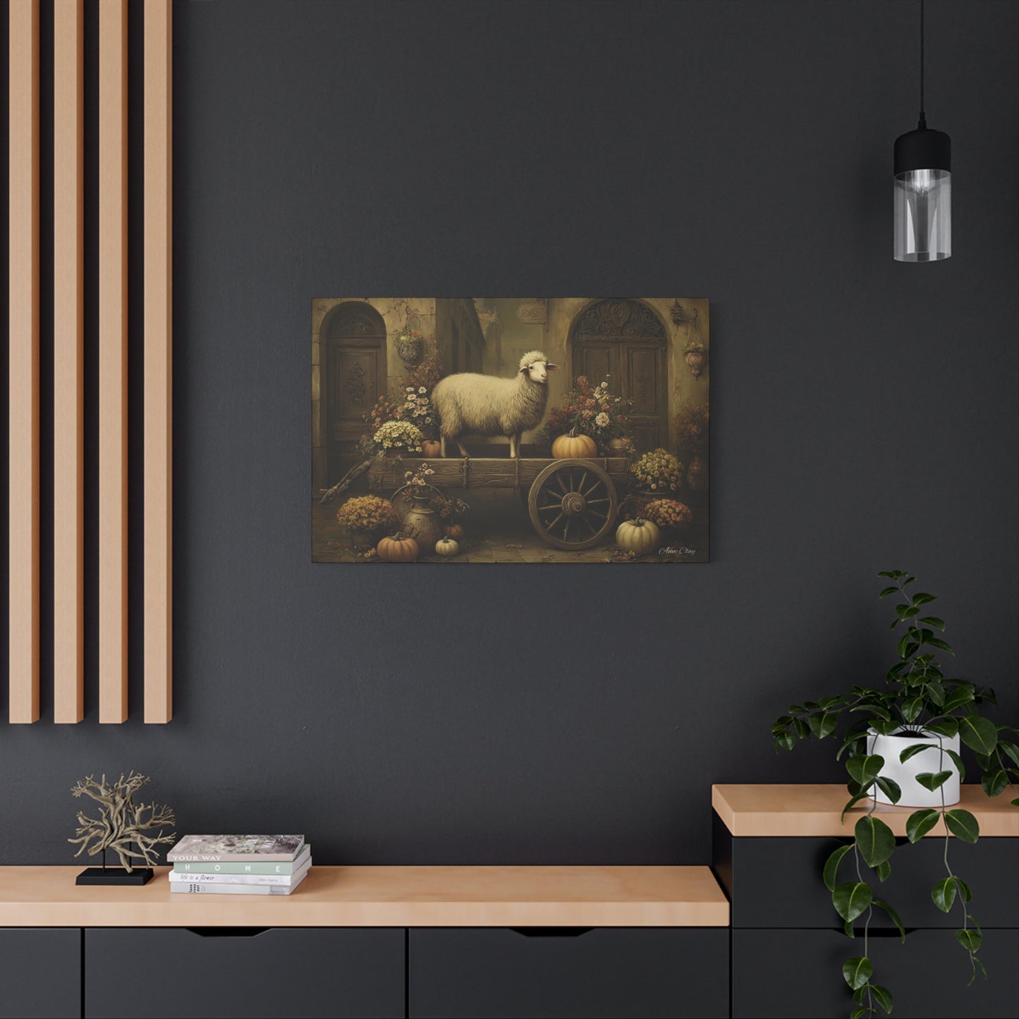 Rustic Farmhouse Canvas Print, Sheep Wall Art for Home Decor, Farmhouse Style Decor, Autumn Wall Art, Gift for Animal Lovers