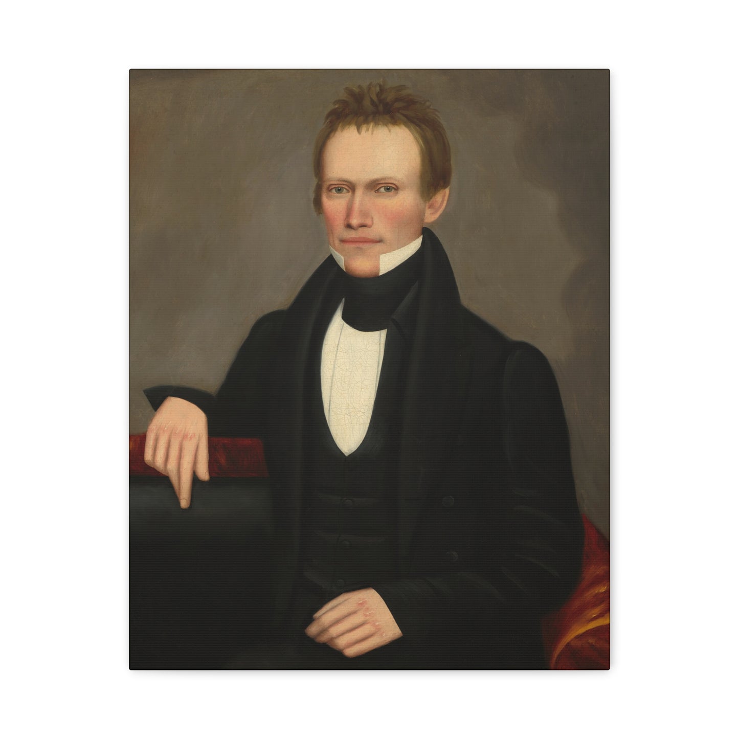Early American Folk Art Man Classic Portrait Canvas Wall Art - Timeless Elegance for Home Decor