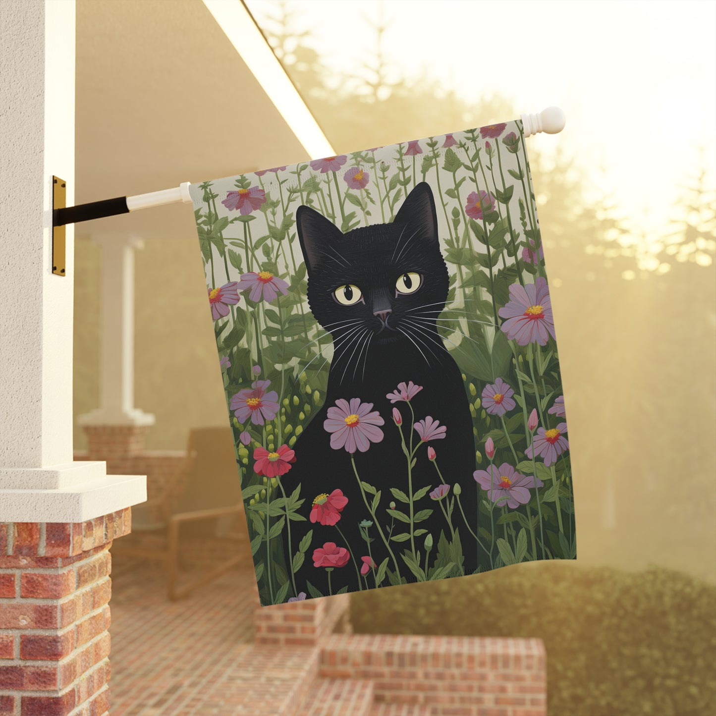Black Garden Kitty Garden & House Banner