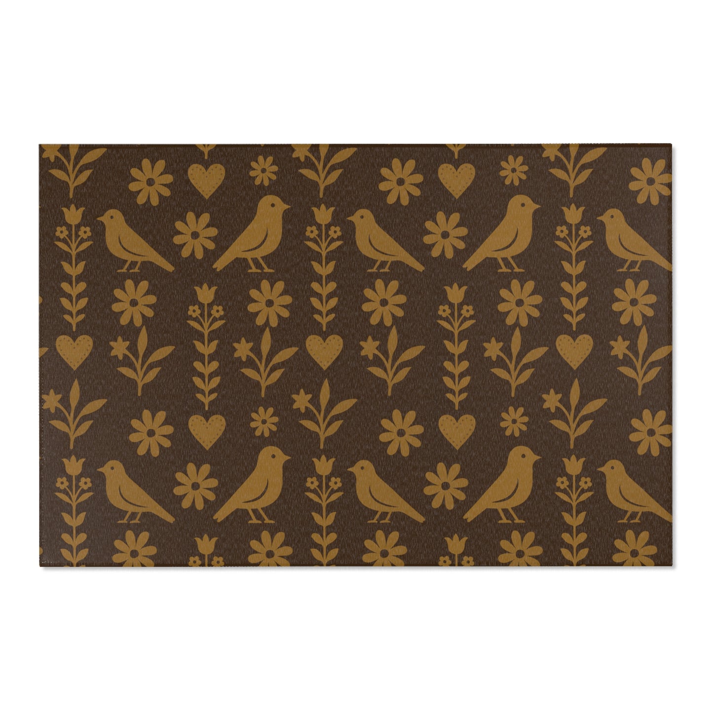 Charming Bird & Floral Area Rug - Cozy Home Decor, Rustic Style, Nature-Inspired, Perfect for Living Room, Bedroom, or Outdoor Spaces