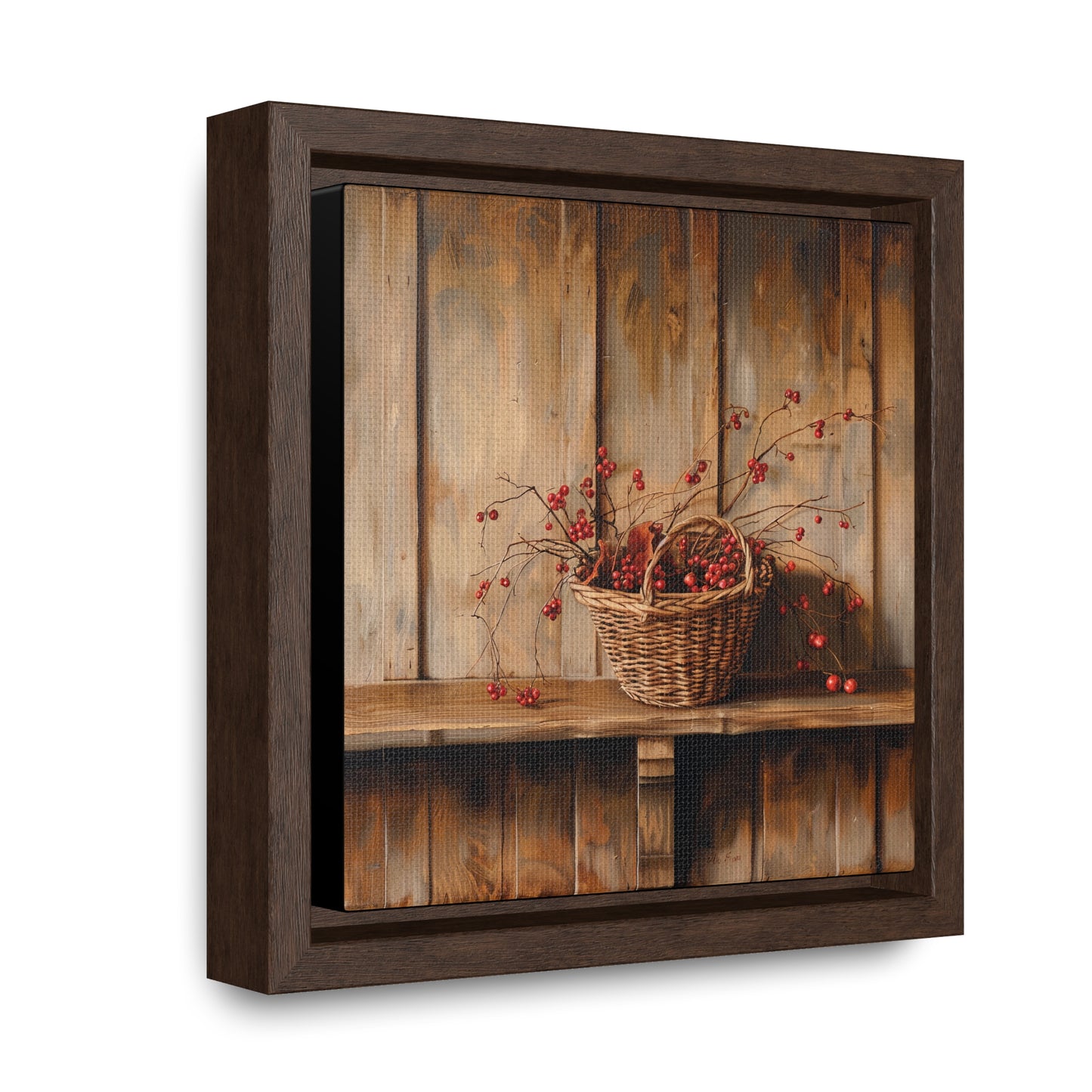 Basket of Bittersweet Gallery Canvas Wraps, Square Frame