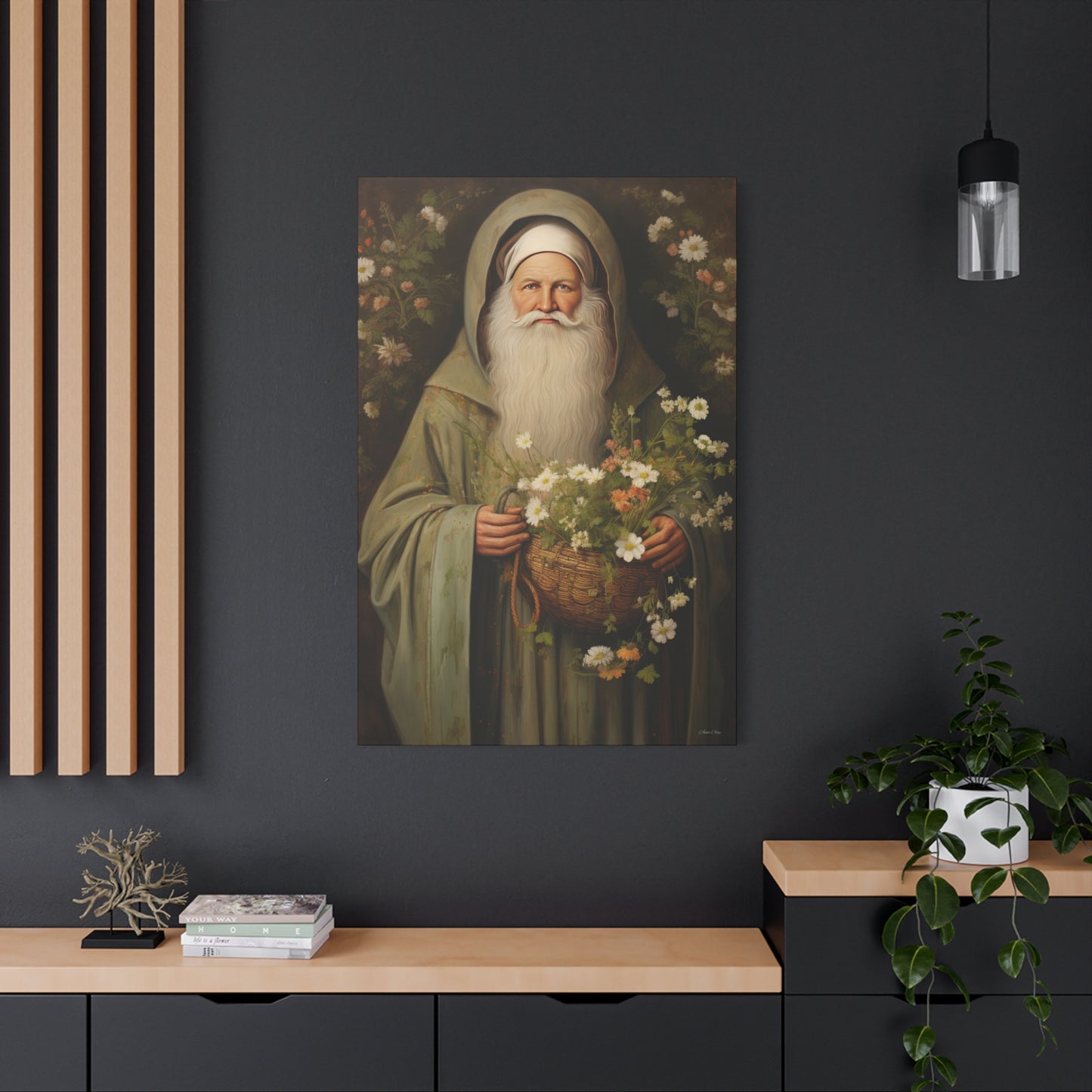 Floral Santa Matte Canvas, Stretched, 1.25"