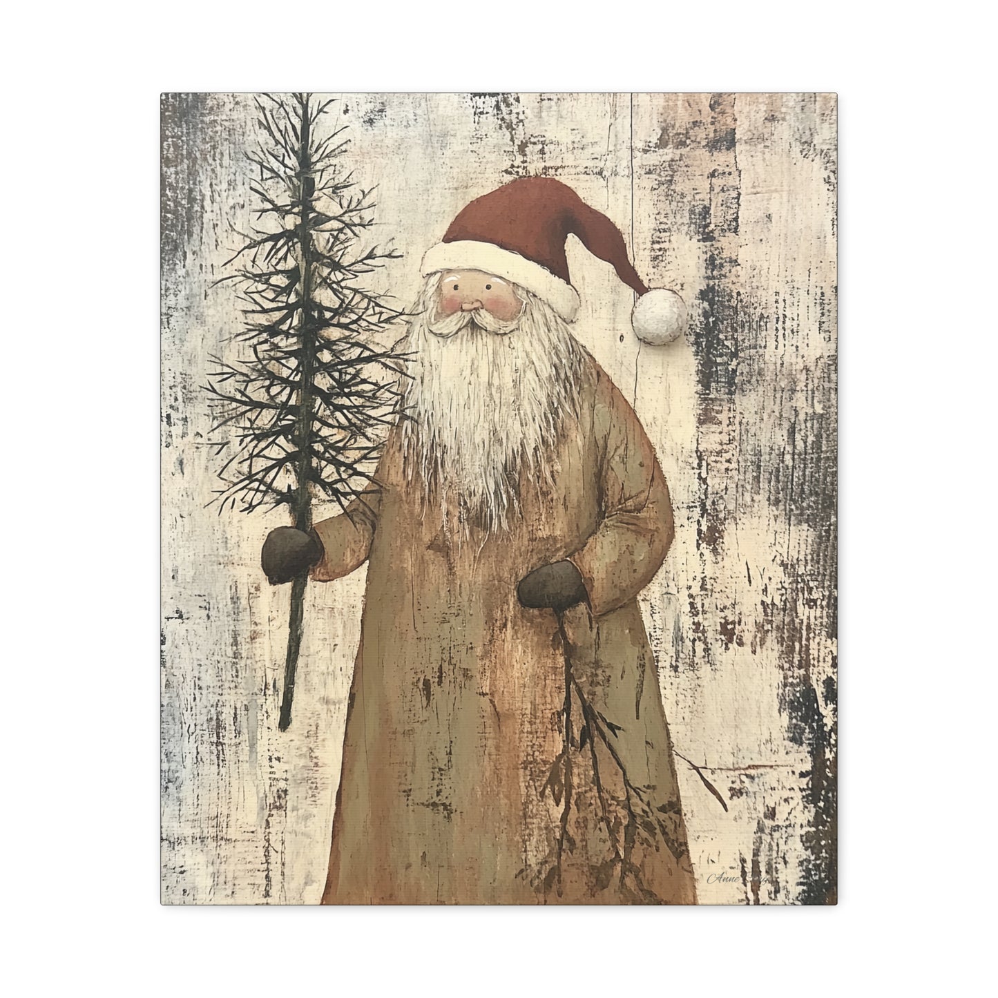 Happy Twiggy Santa Matte Canvas, Stretched, 1.25"