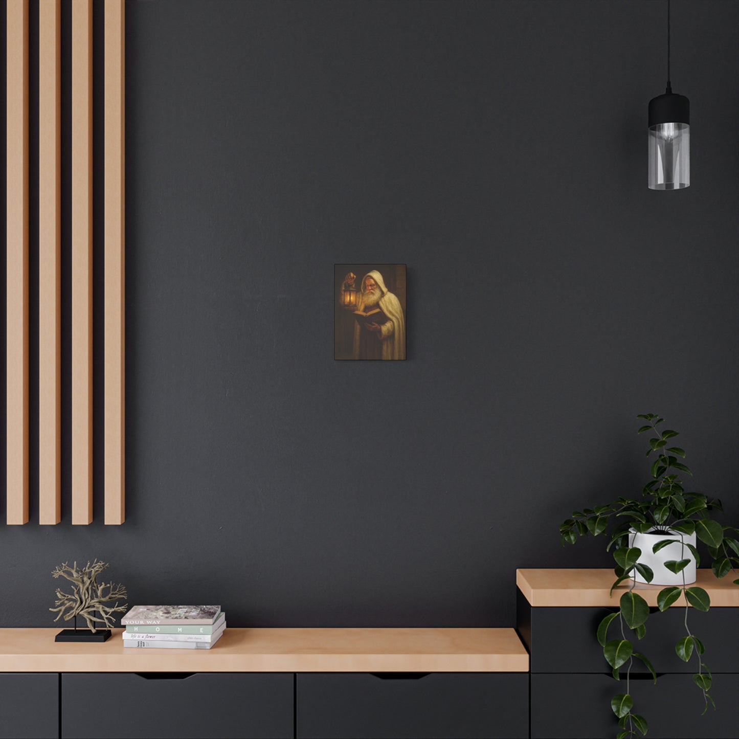 Canvas Wall Art, Old World Santa with Lantern and BibleCozy Home Decor, Rustic Decor for Xmas