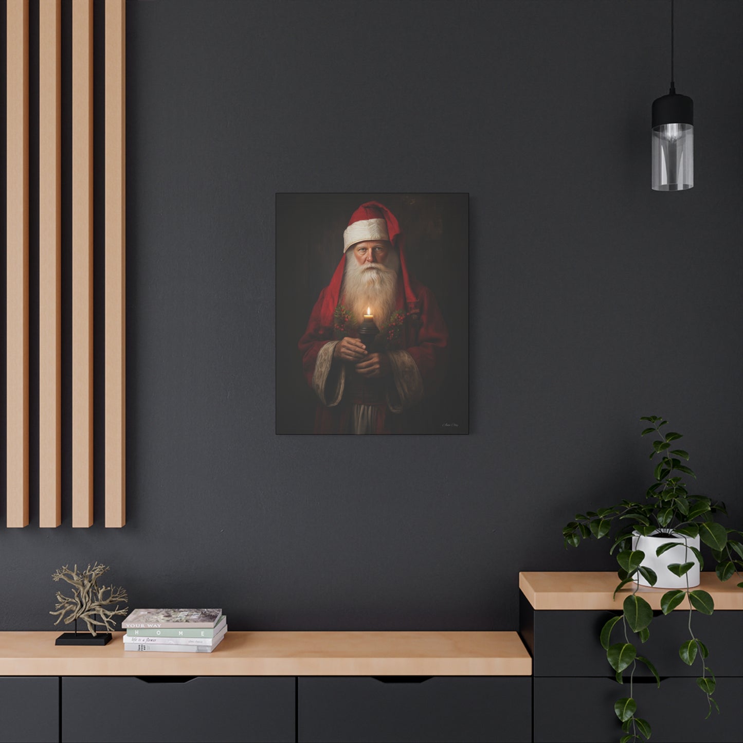 Candlelight Santa Matte Canvas, Stretched, 1.25"