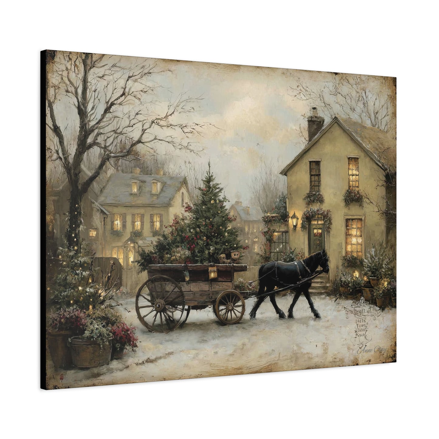 Rustic Winter Canvas Art, Holiday Home Decor, Christmas Wall Art, Cozy Living Room Decoration, Seasonal Wall Hanging