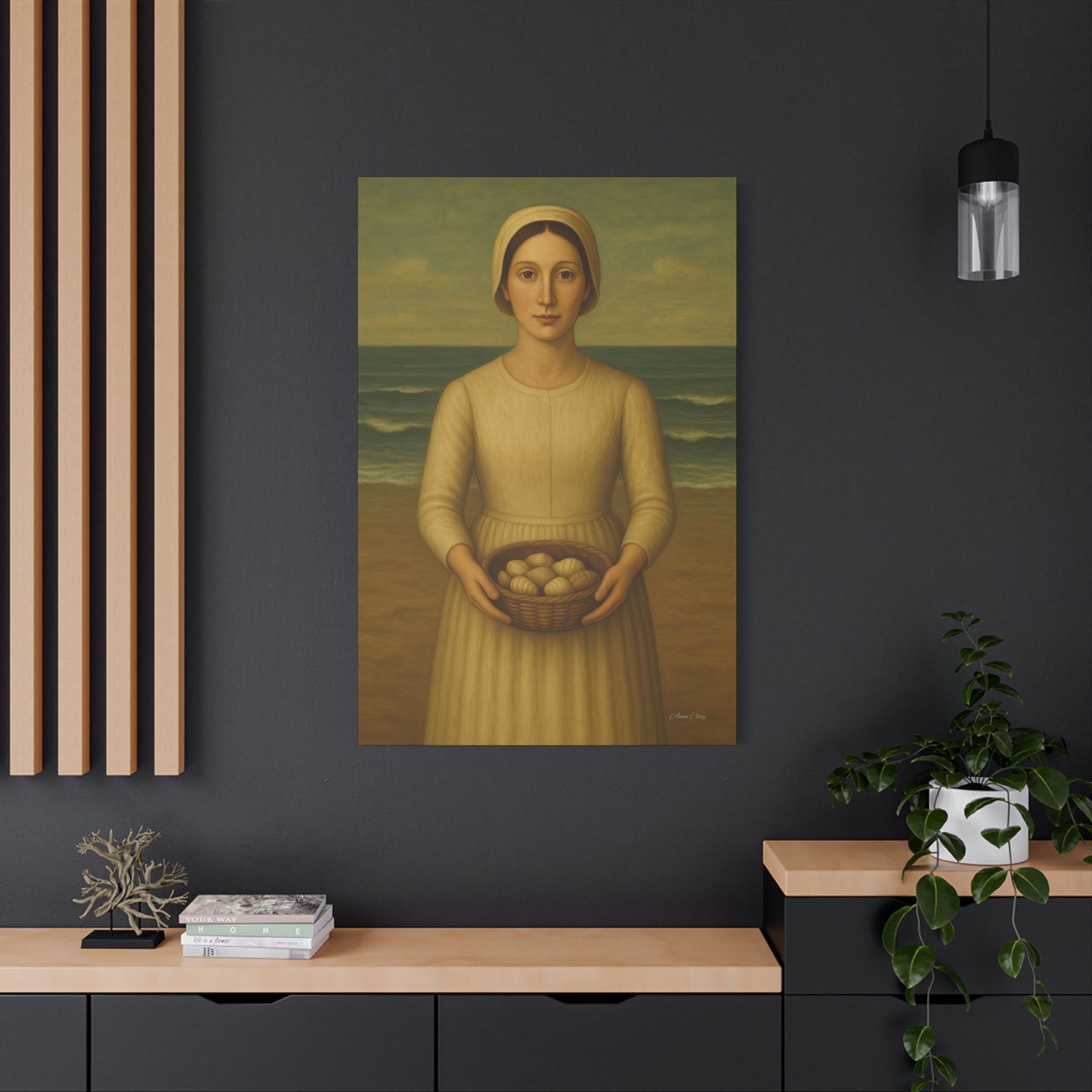 Stretched Canvas Art Print of Young Woman with Eggs, Wall Decor, Vintage Style, Gift for Home, Art Lovers, Mother's Day