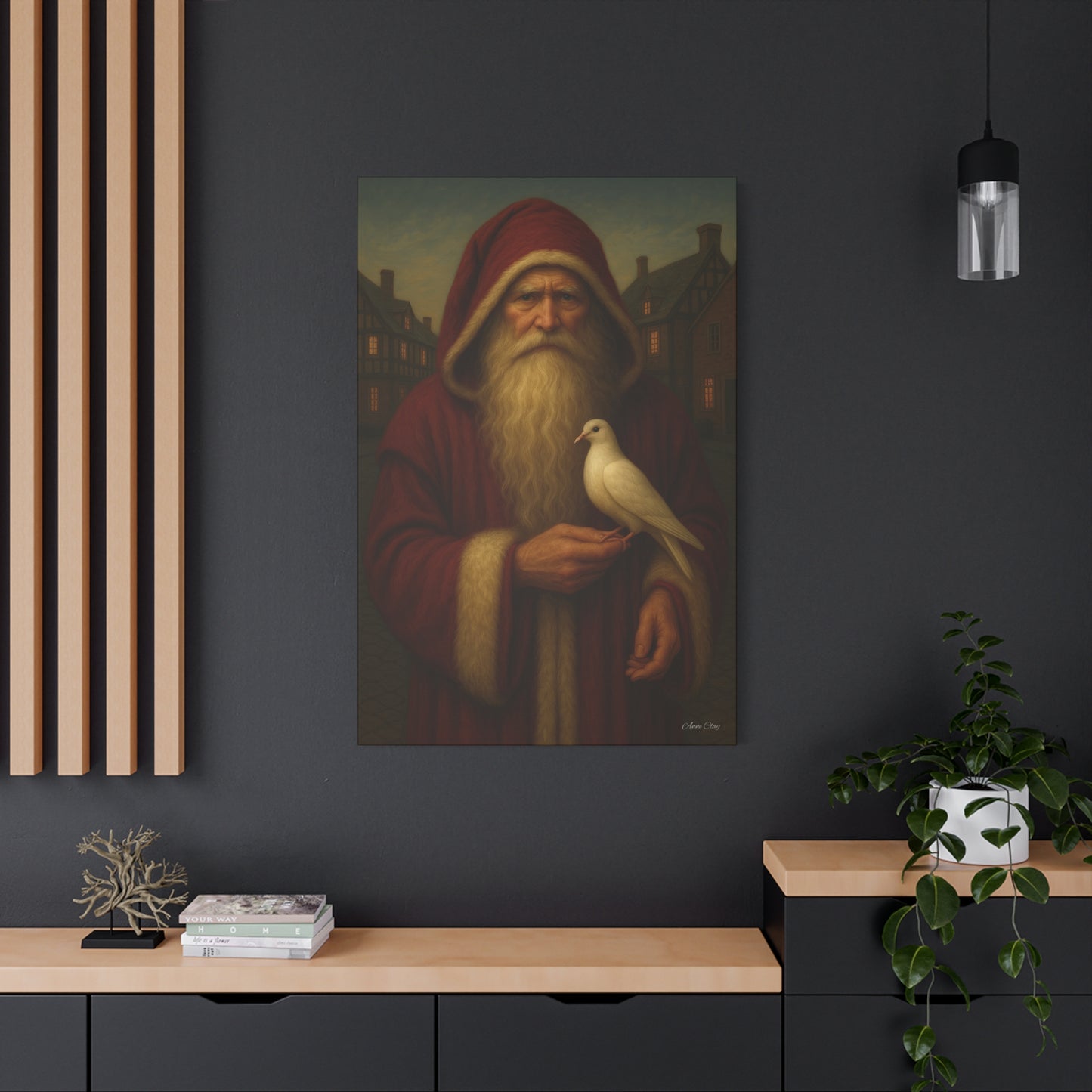 Santa with Dove Canvas Art Print