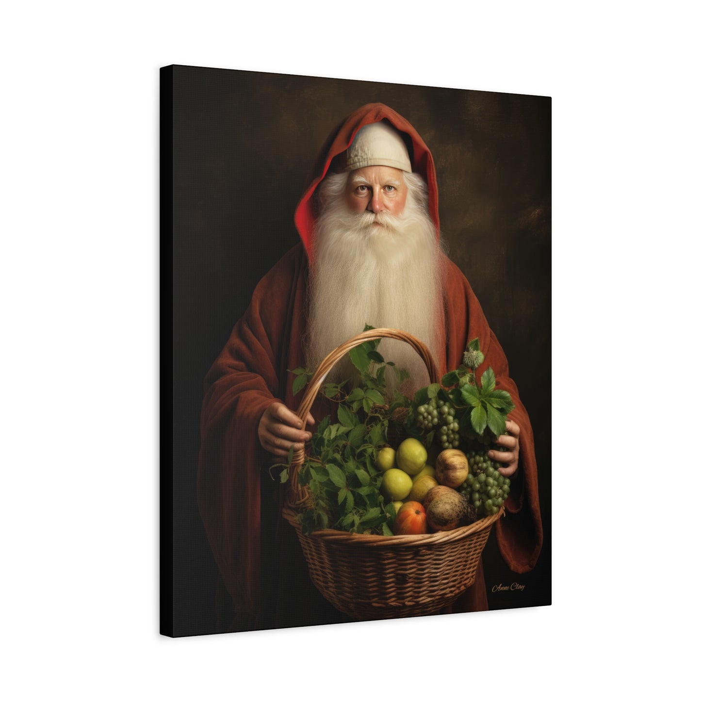 Fruit Basket Santa Matte Canvas, Stretched, 1.25"