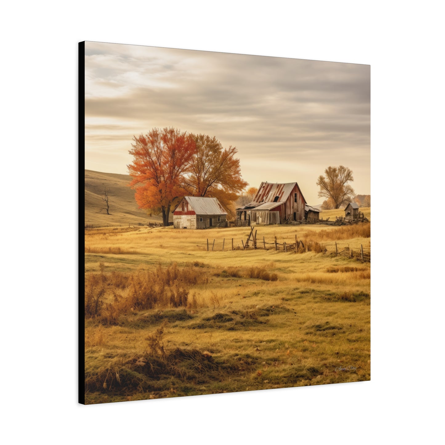 Rustic Farmhouse Canvas Wall Art, Autumn Landscape Decor, Cozy Home Decoration, Farmhouse Style Gift, Rustic Wall Art for All Occasions