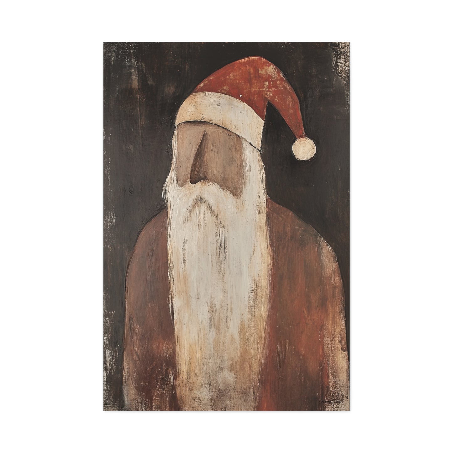 Primitive Impressionist Santa Matte Canvas, Stretched, 1.25"