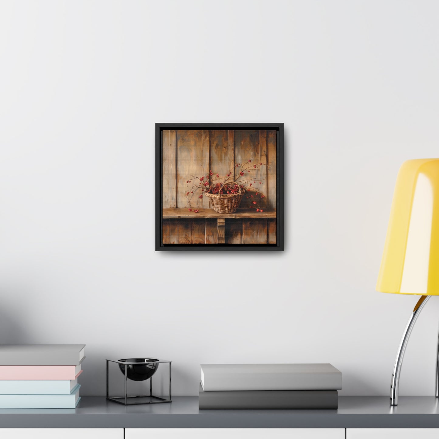Basket of Bittersweet Gallery Canvas Wraps, Square Frame