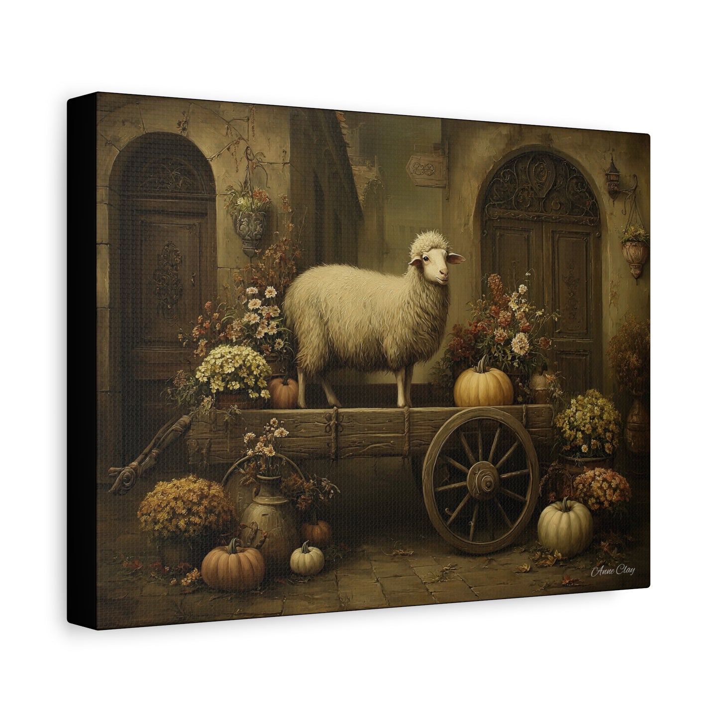 Rustic Farmhouse Canvas Print, Sheep Wall Art for Home Decor, Farmhouse Style Decor, Autumn Wall Art, Gift for Animal Lovers
