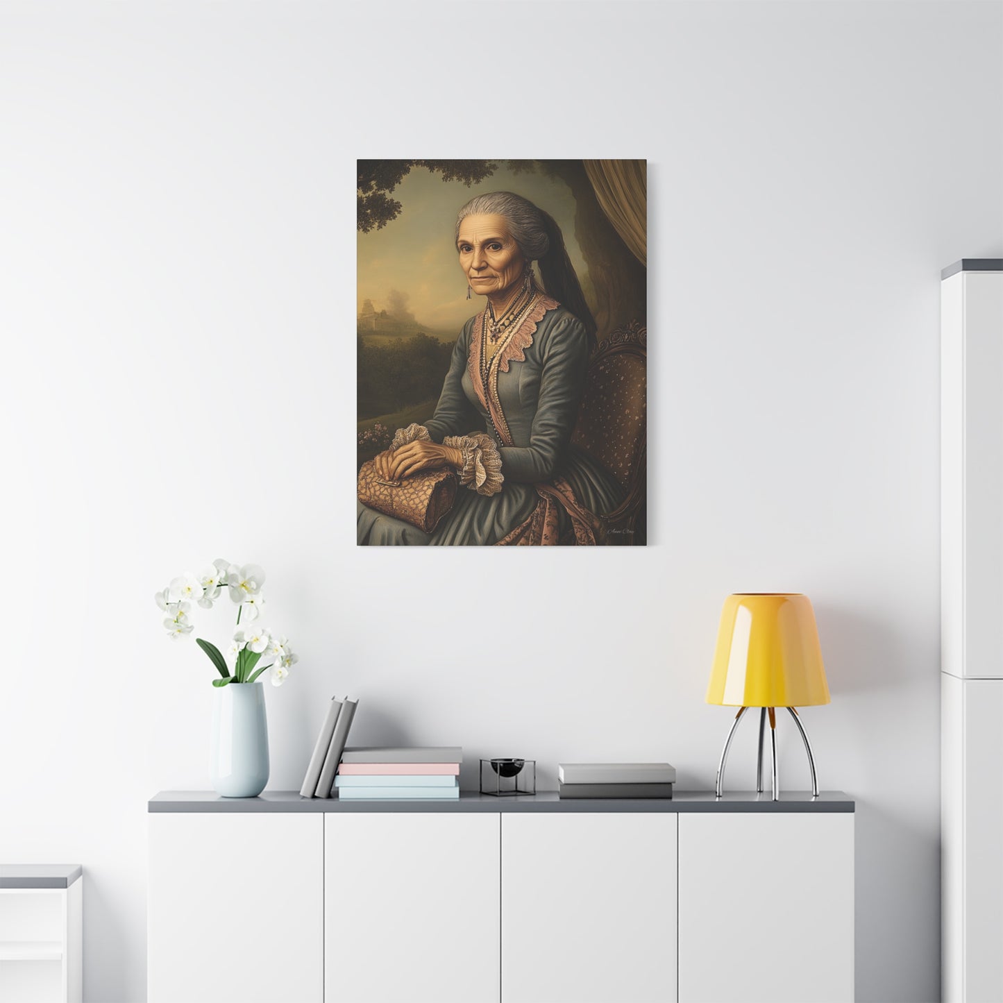 Elegant Vintage Canvas Art Print, Home Decor, Wall Art, Gift for Grandparents, Classic Portrait Decoration