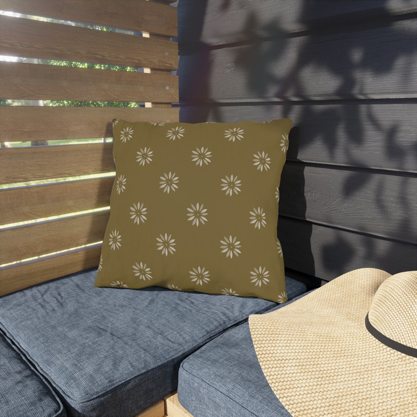 Boho Floral Outdoor Pillows - Soft Green Cushion for Patio Decor