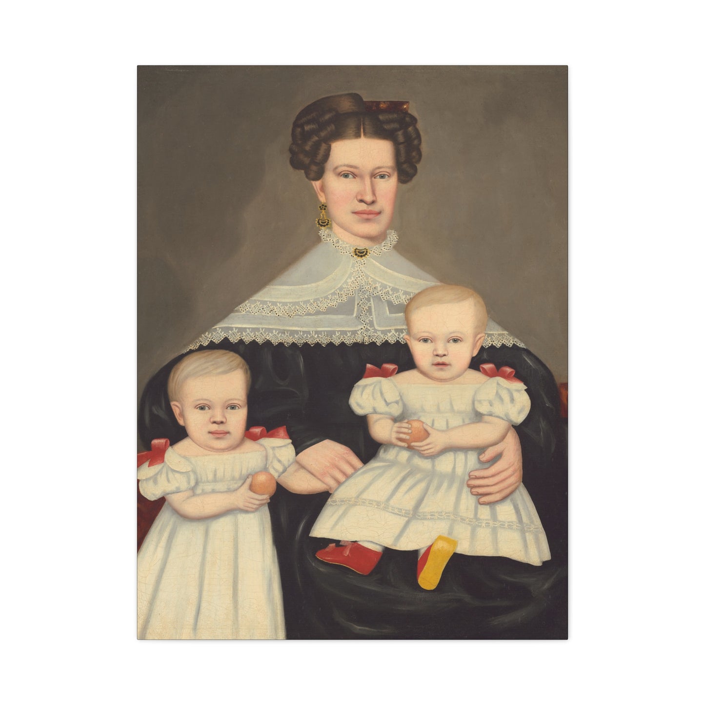 Mrs. Paul Smith Palmer Vintage Family Canvas Art - Classic Portrait of Mother and Twins