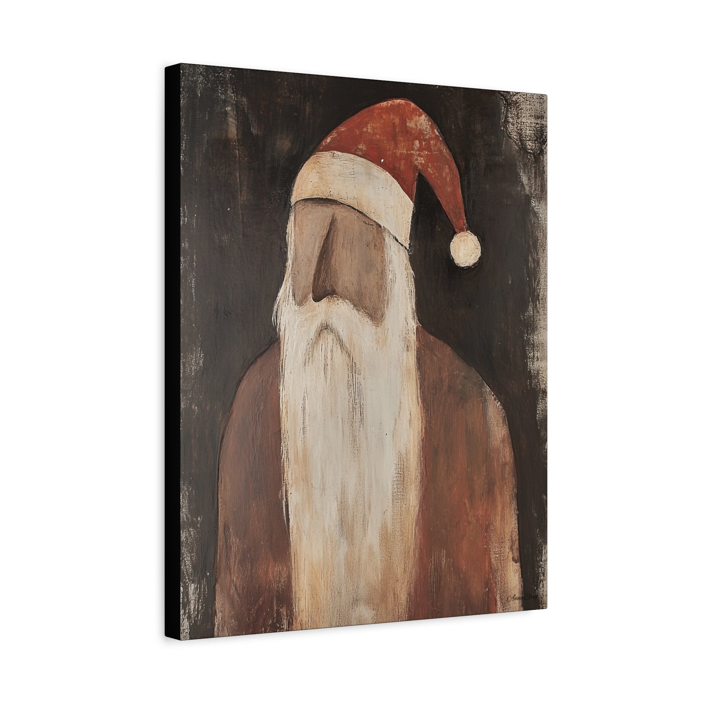 Primitive Impressionist Santa Matte Canvas, Stretched, 1.25"