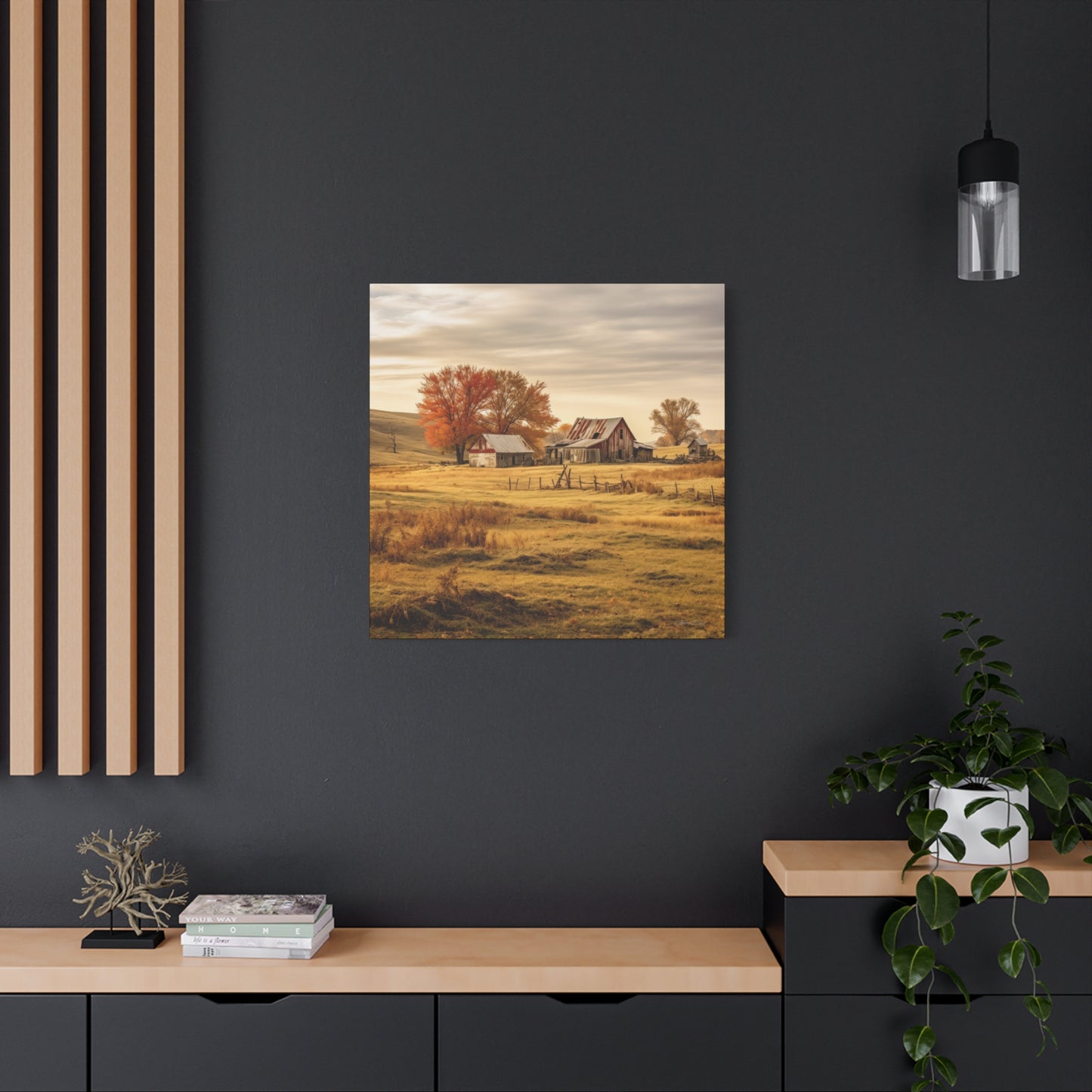 Rustic Farmhouse Canvas Wall Art, Autumn Landscape Decor, Cozy Home Decoration, Farmhouse Style Gift, Rustic Wall Art for All Occasions