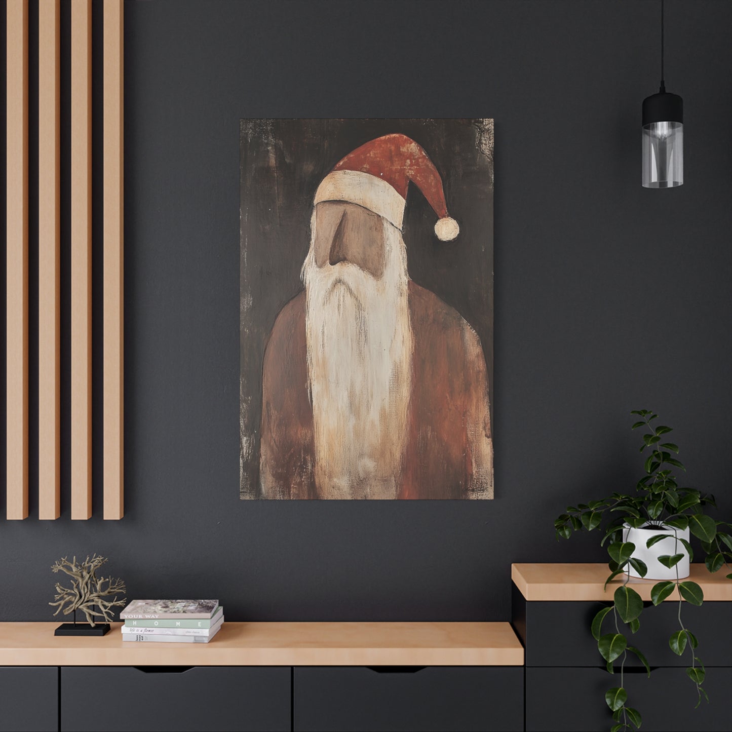 Primitive Impressionist Santa Matte Canvas, Stretched, 1.25"