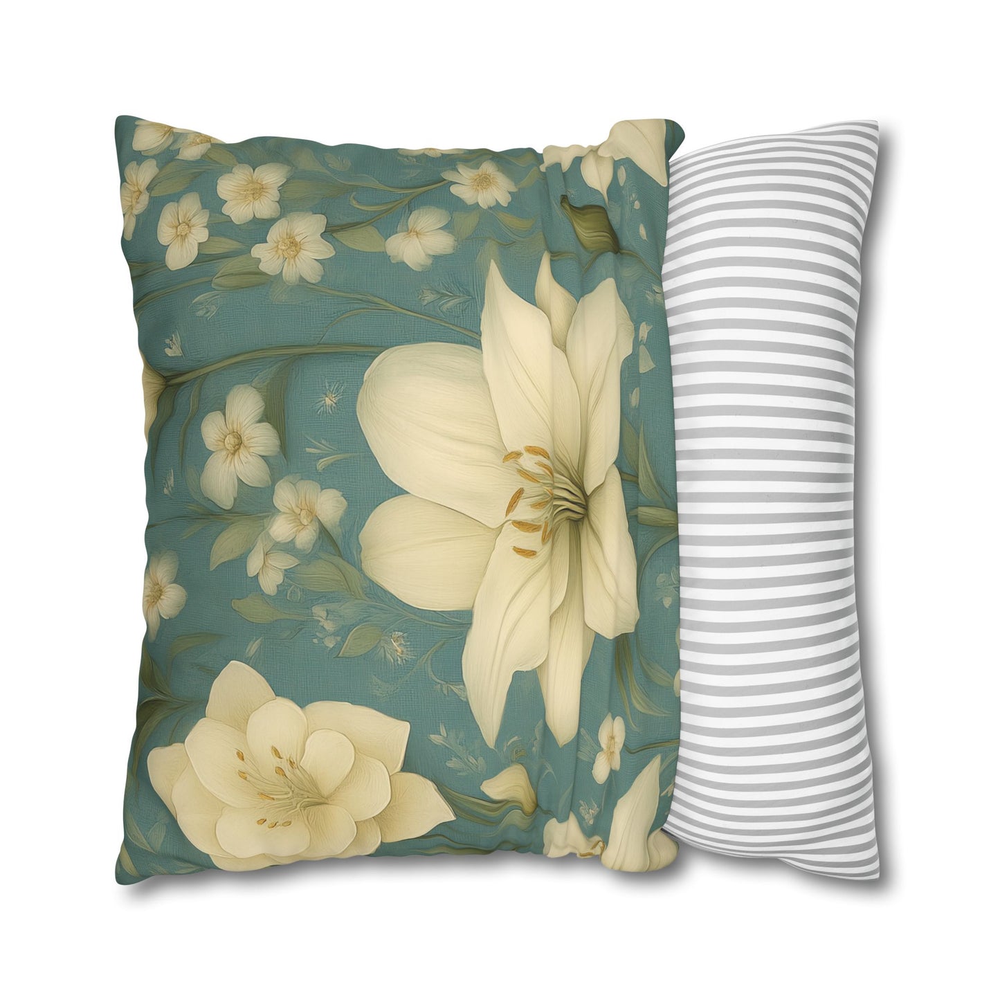 Floral Square Pillowcase, Cozy Home Decor, Gift for Flower Lovers, Soft Decorative Pillow, Spring Living Room Accessories