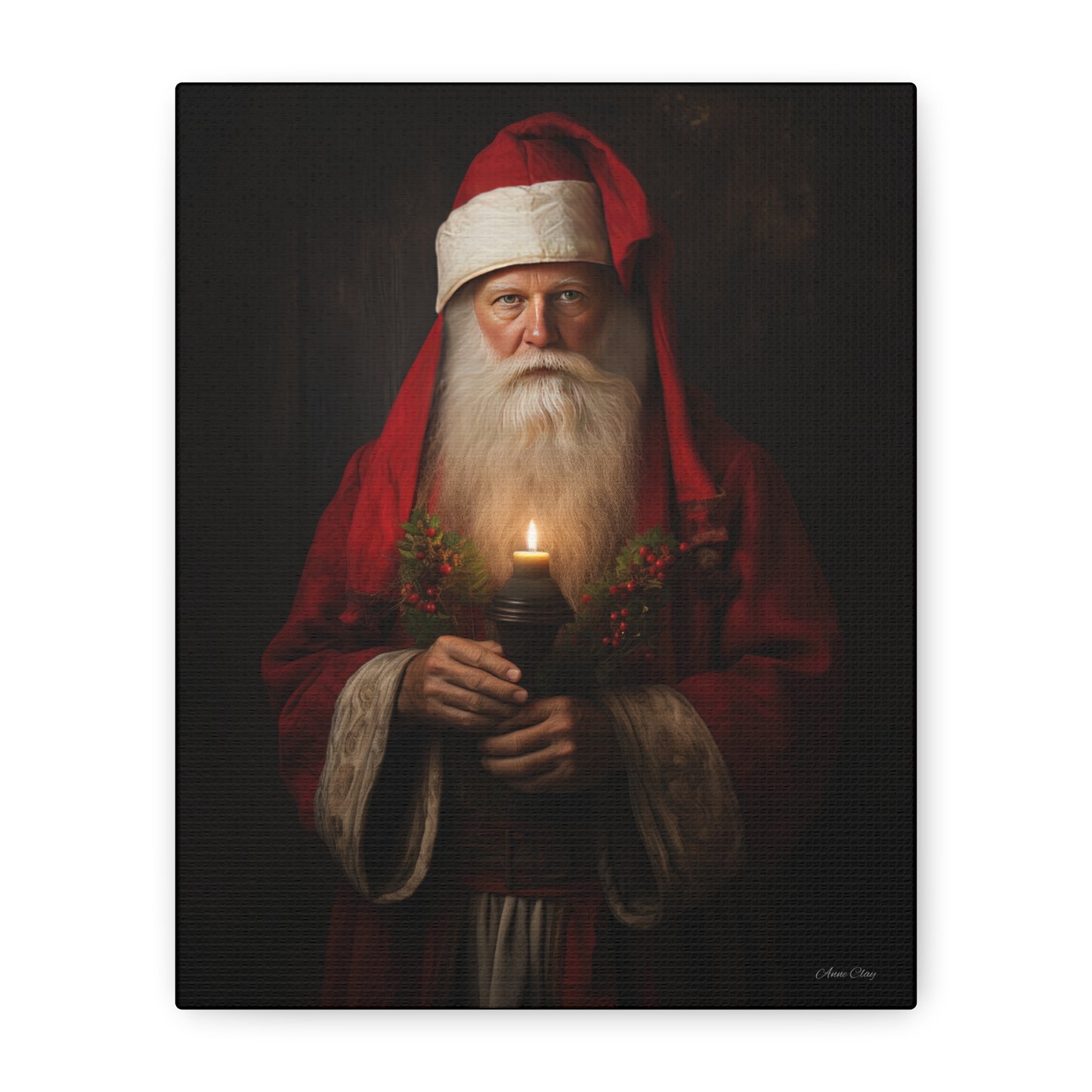 Candlelight Santa Matte Canvas, Stretched, 1.25"