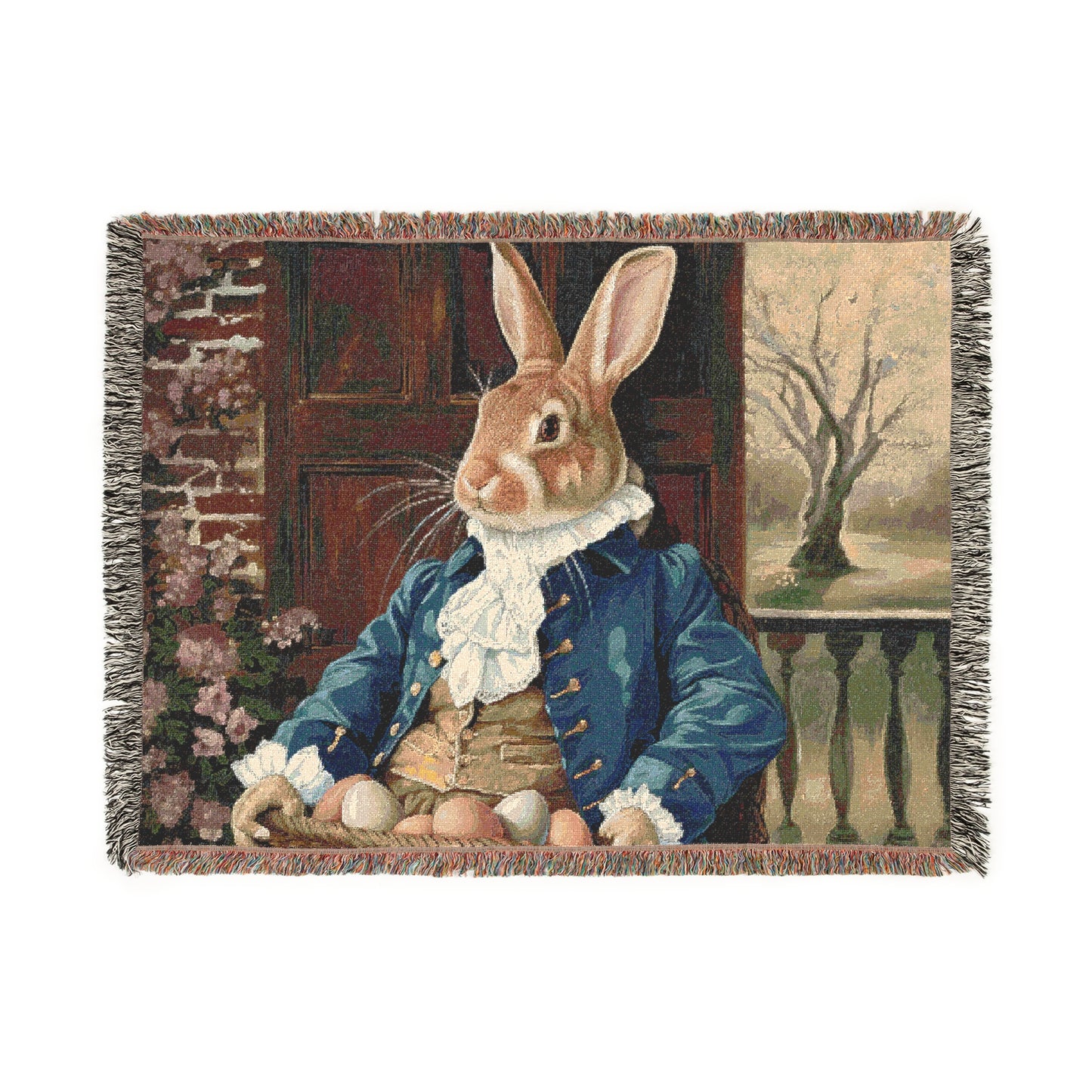 Whimsical Rabbit Tapestry Blanket - Cozy Vintage Home Decor