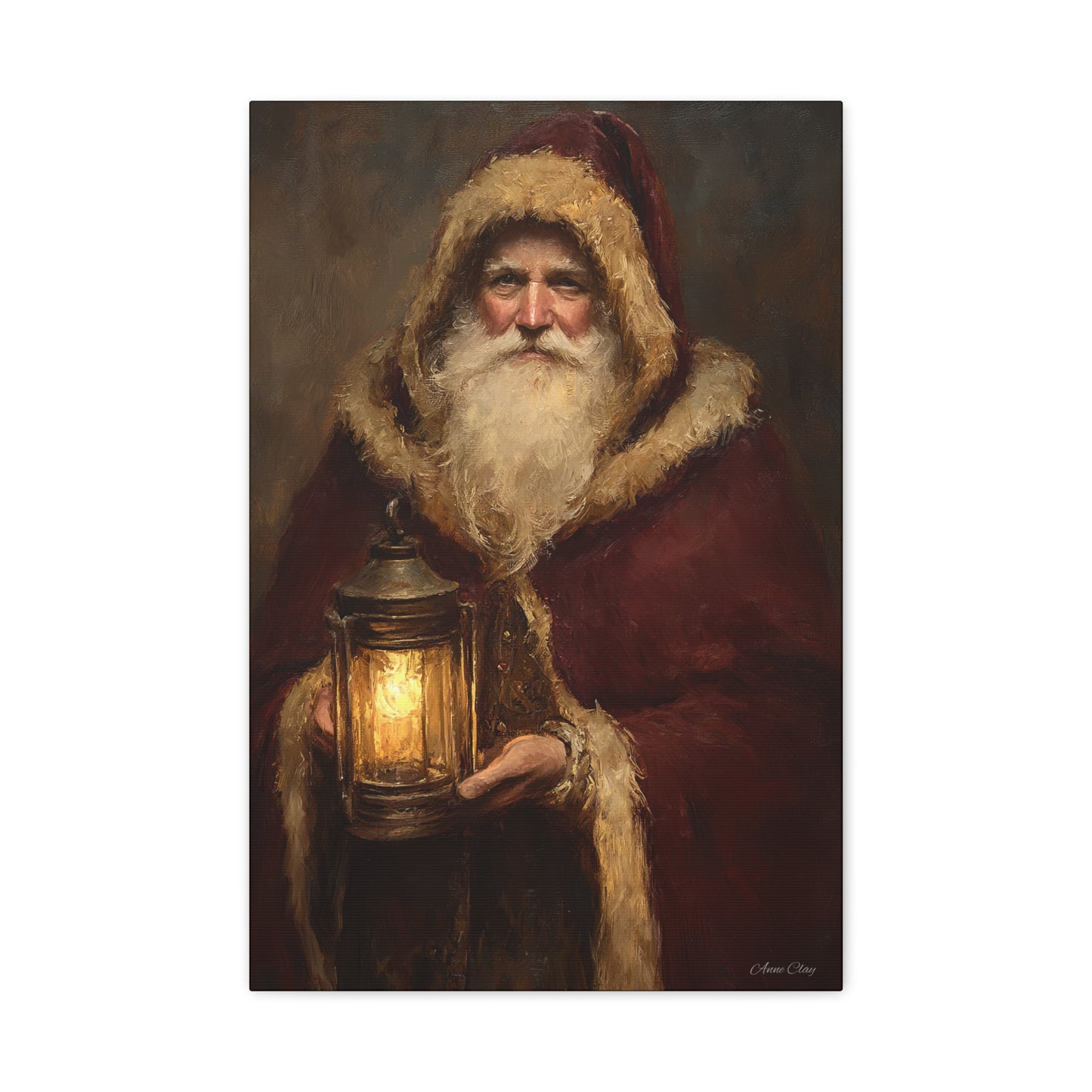 WS Firelight Santa Matte Canvas, Stretched, 1.25"