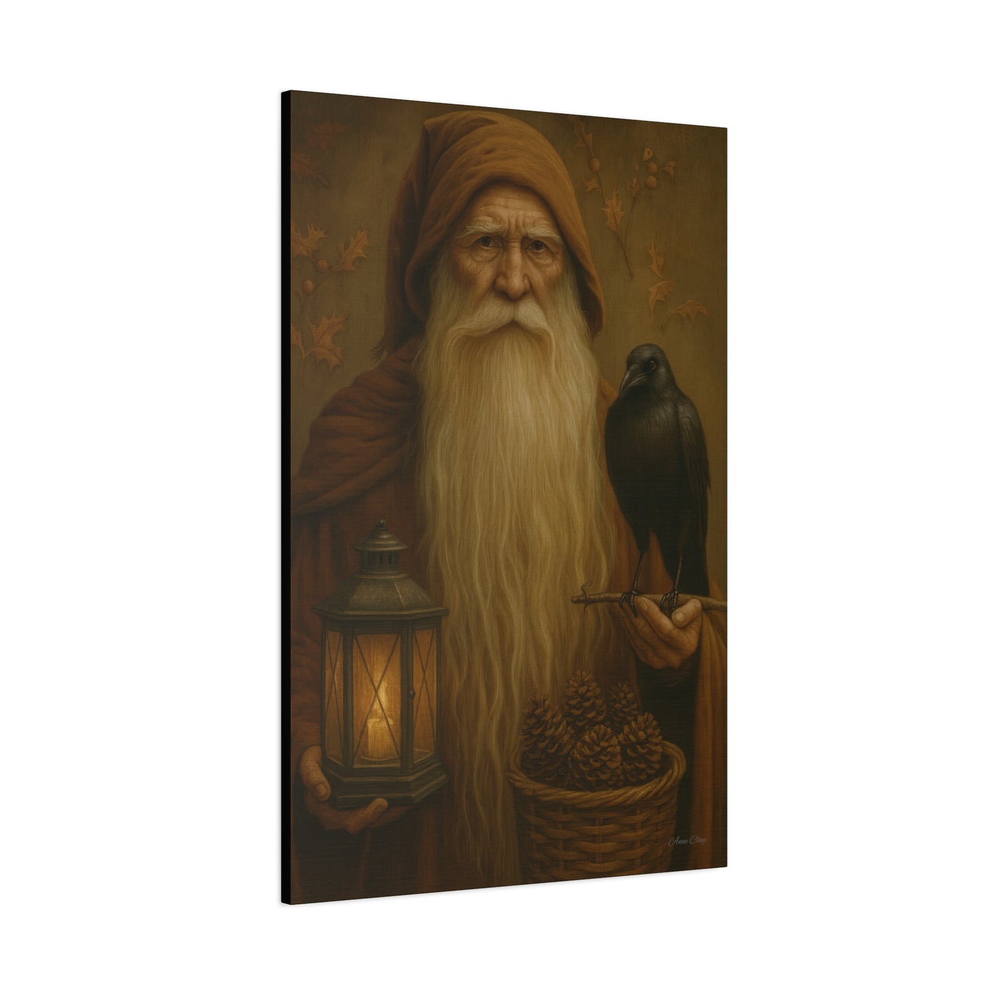 Old World Santa Canvas Art Print, Wall Decor for Home, Fantasy Artwork, Gift for Nature Lovers, Autumn Vibes, Cozy Living Space