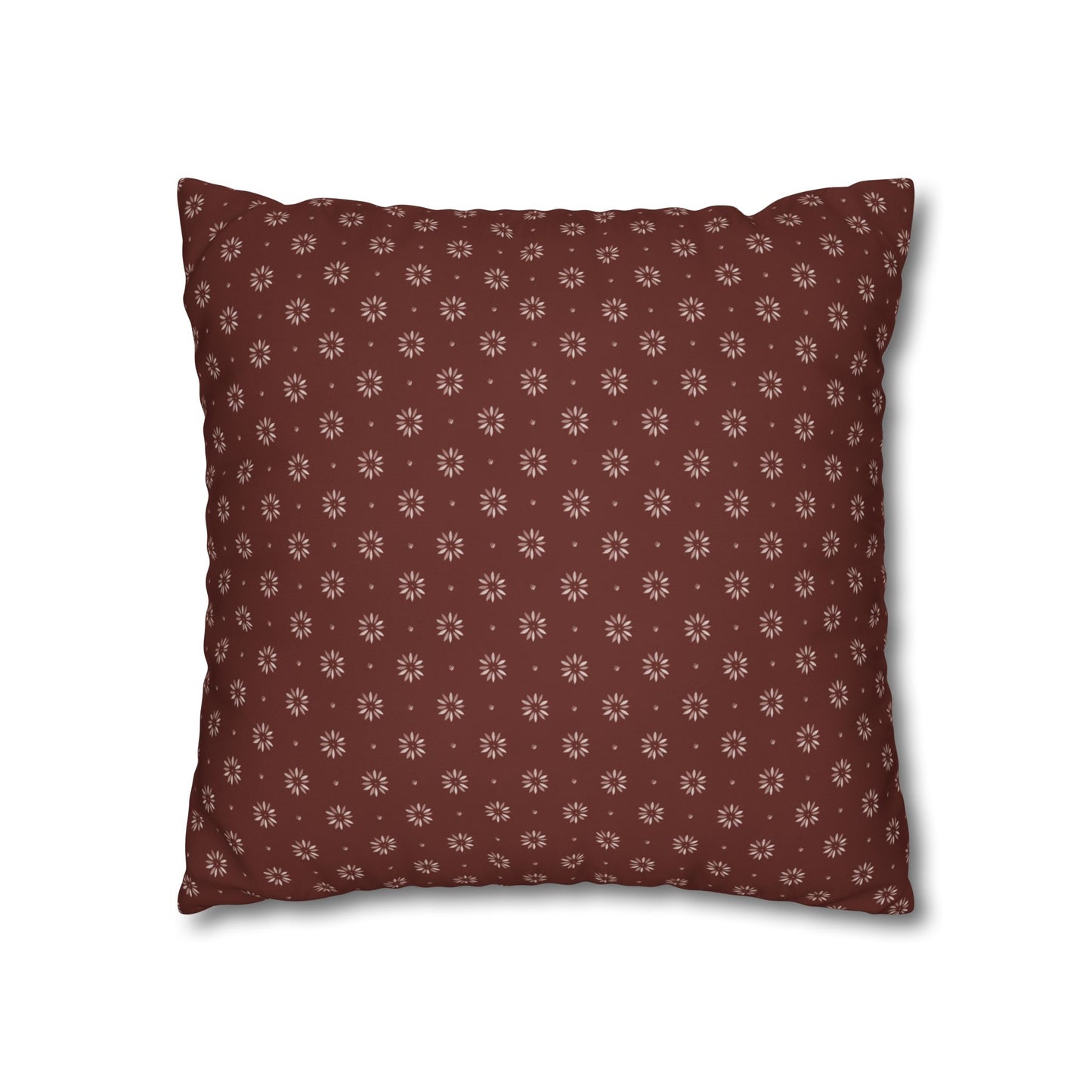 Petal Stencils on Red Square Poly Canvas Pillowcase